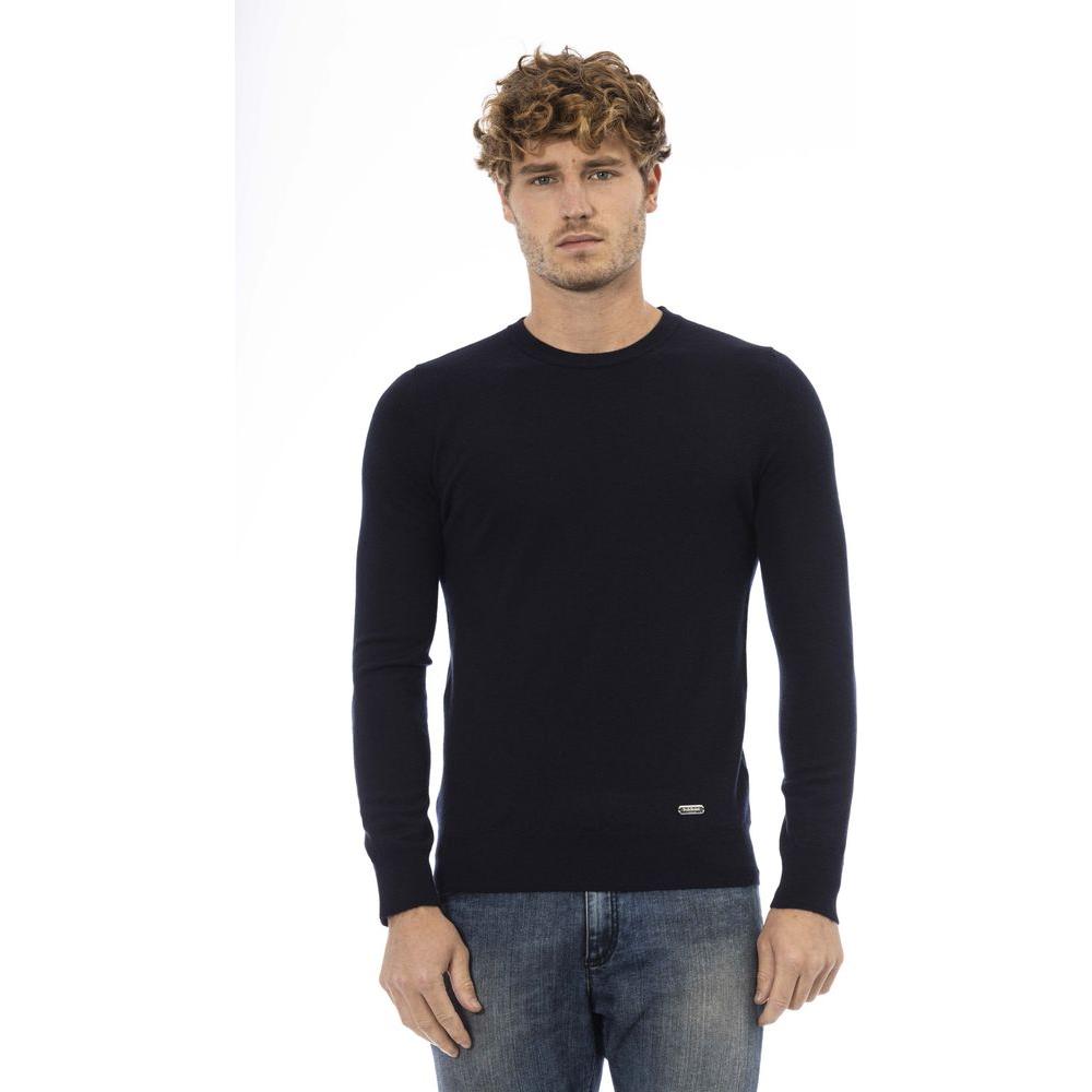 Baldinini Trend Blue Wool Men Sweater Baldinini Trend Dark Slate Gray