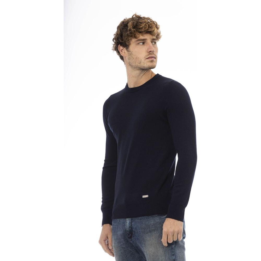Baldinini Trend Blue Wool Men Sweater Baldinini Trend Dark Slate Gray