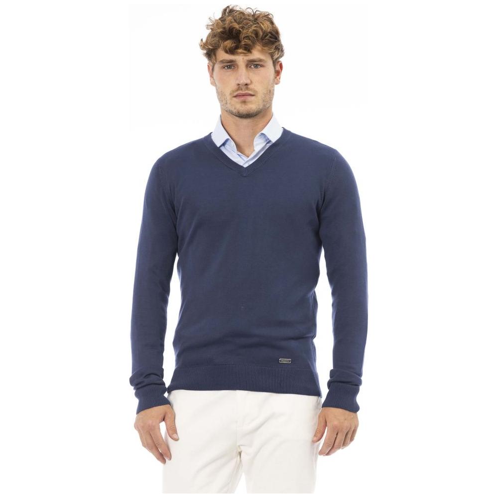 Baldinini Trend Blue Modal Men Sweater Baldinini Trend Dark Slate Gray
