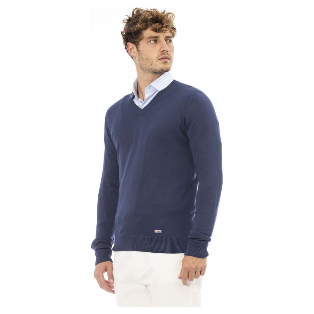 Baldinini Trend Blue Modal Men Sweater Baldinini Trend Dark Slate Gray