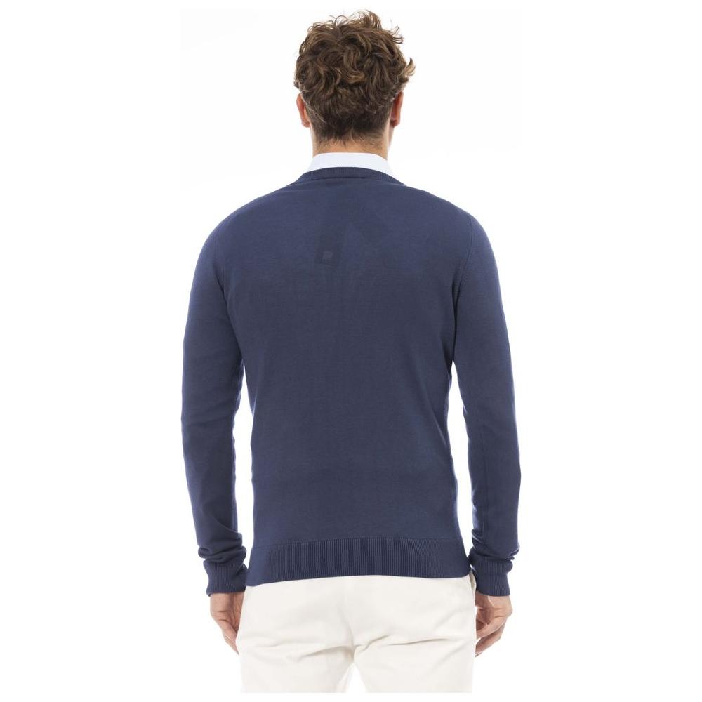 Baldinini Trend Blue Modal Men Sweater Baldinini Trend Dark Slate Gray