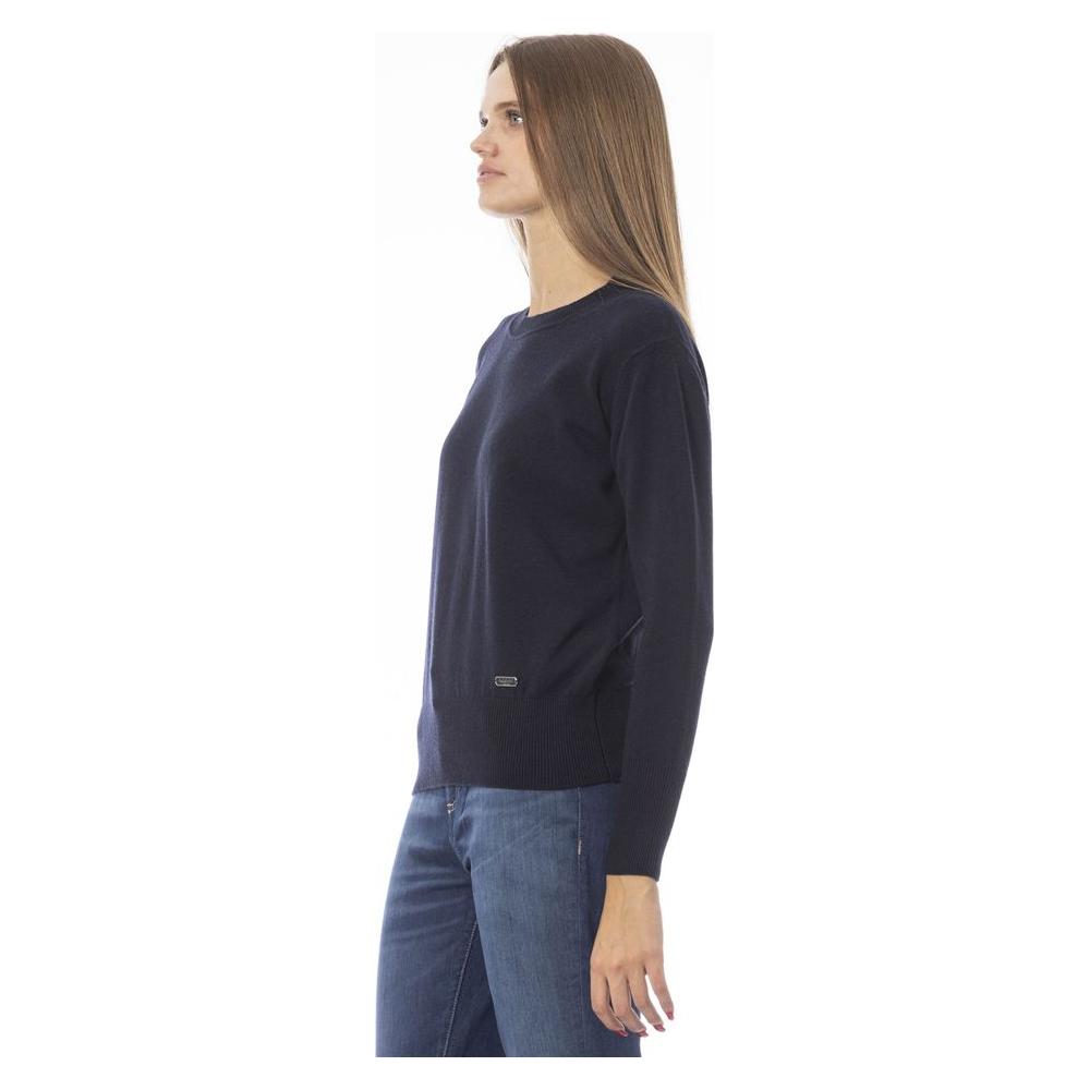 Baldinini Trend Blue Wool Women Sweater Baldinini Trend Dark Slate Gray