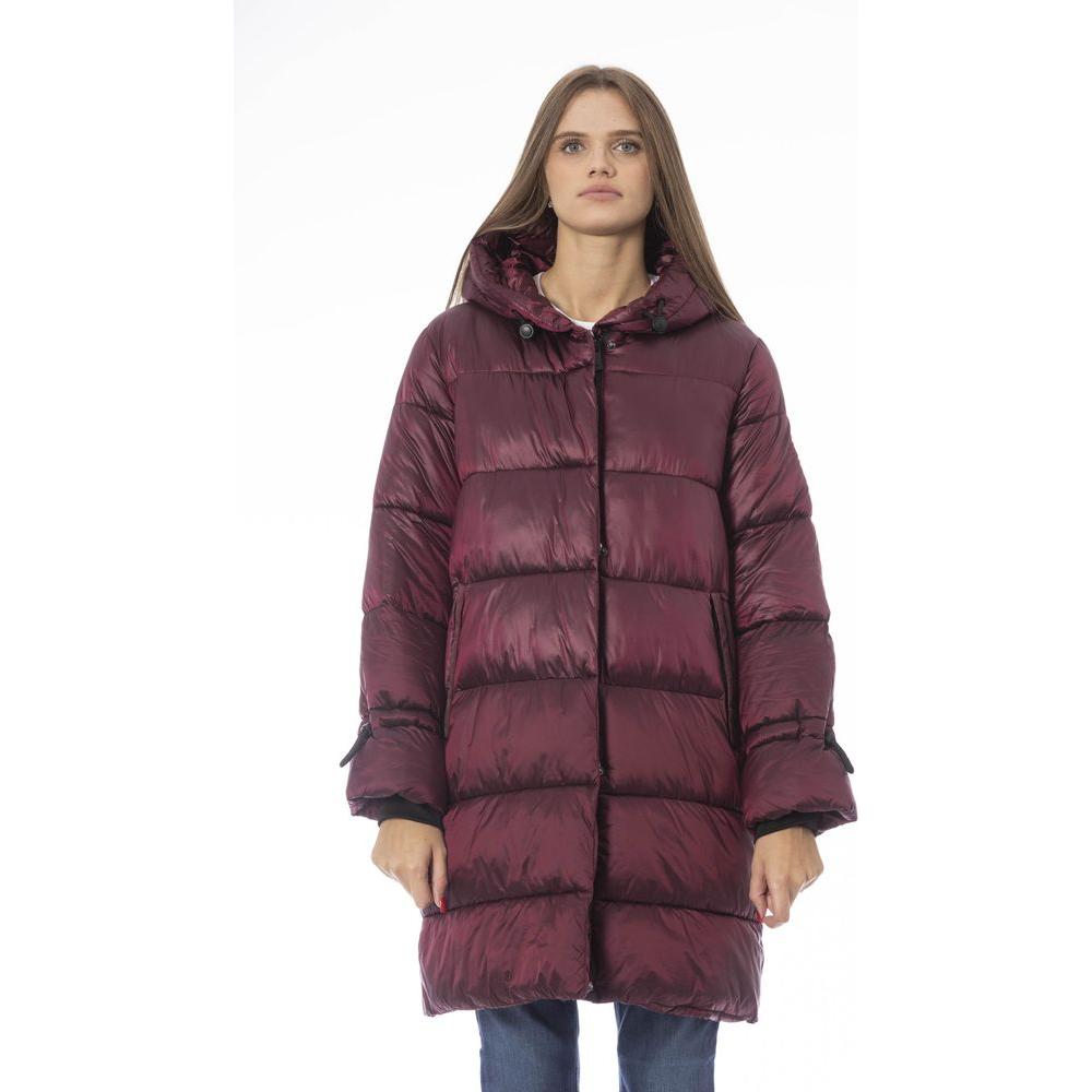 Baldinini Trend Burgundy Nylon Women Coat Baldinini Trend Dark Olive Green