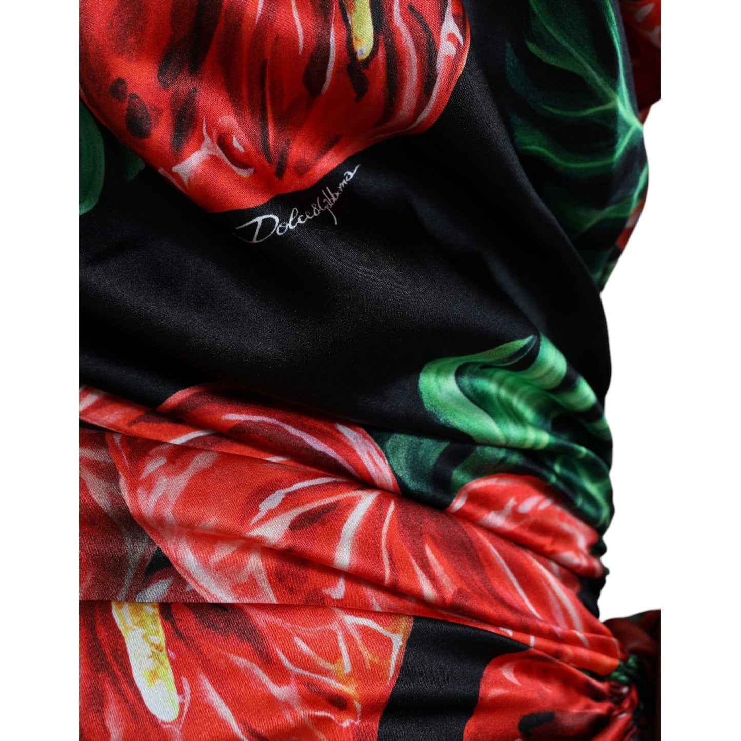 Dolce & Gabbana Tropical Elegance Silk Draped Dress Dolce & Gabbana Maroon