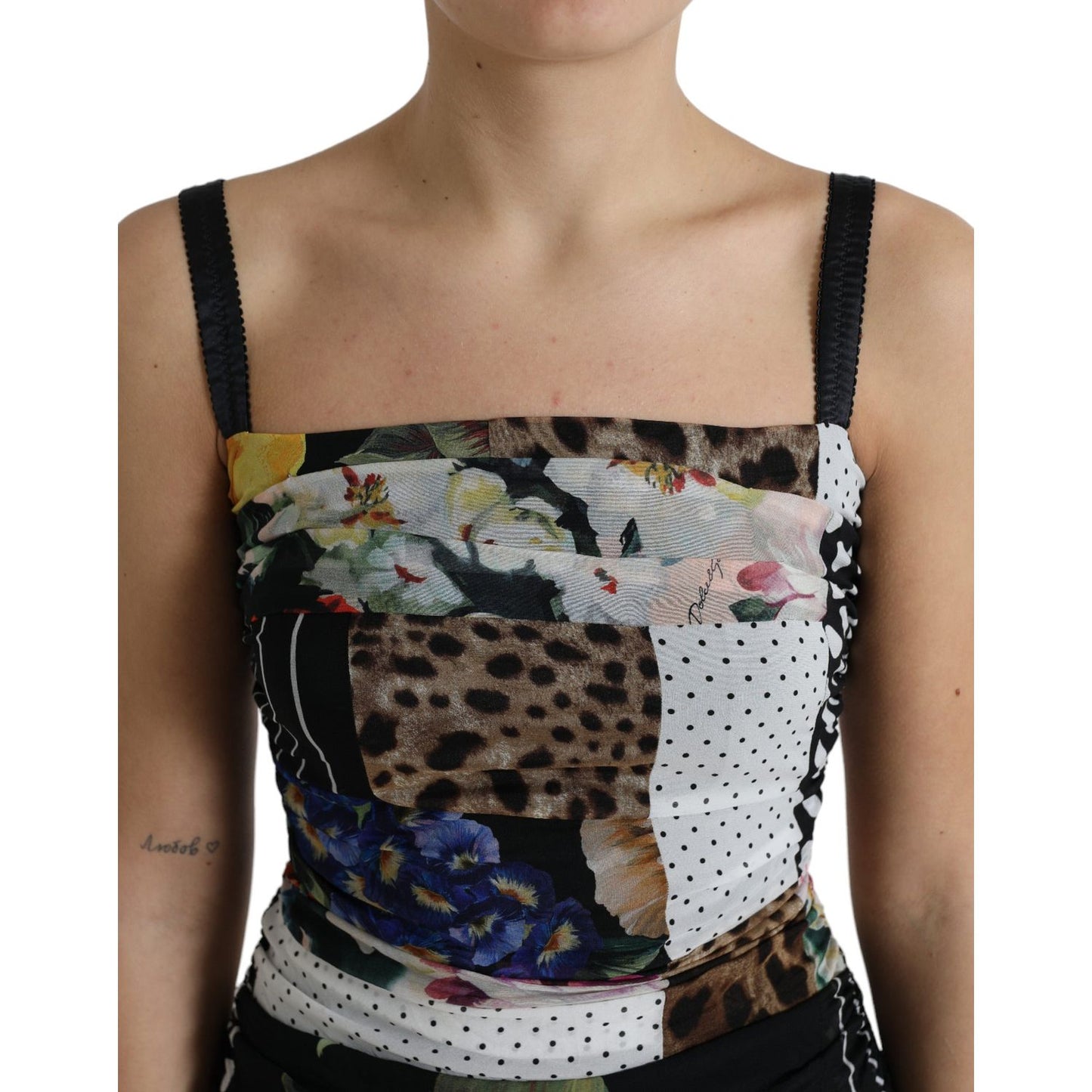 Dolce & Gabbana Elegant Patchwork Silk Midi Dress Dolce & Gabbana Rosy Brown