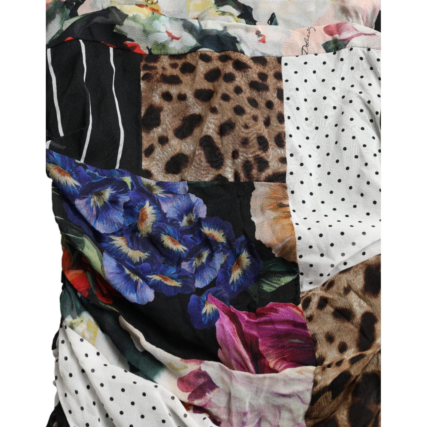 Dolce & Gabbana Elegant Patchwork Silk Midi Dress Dolce & Gabbana Dark Slate Gray