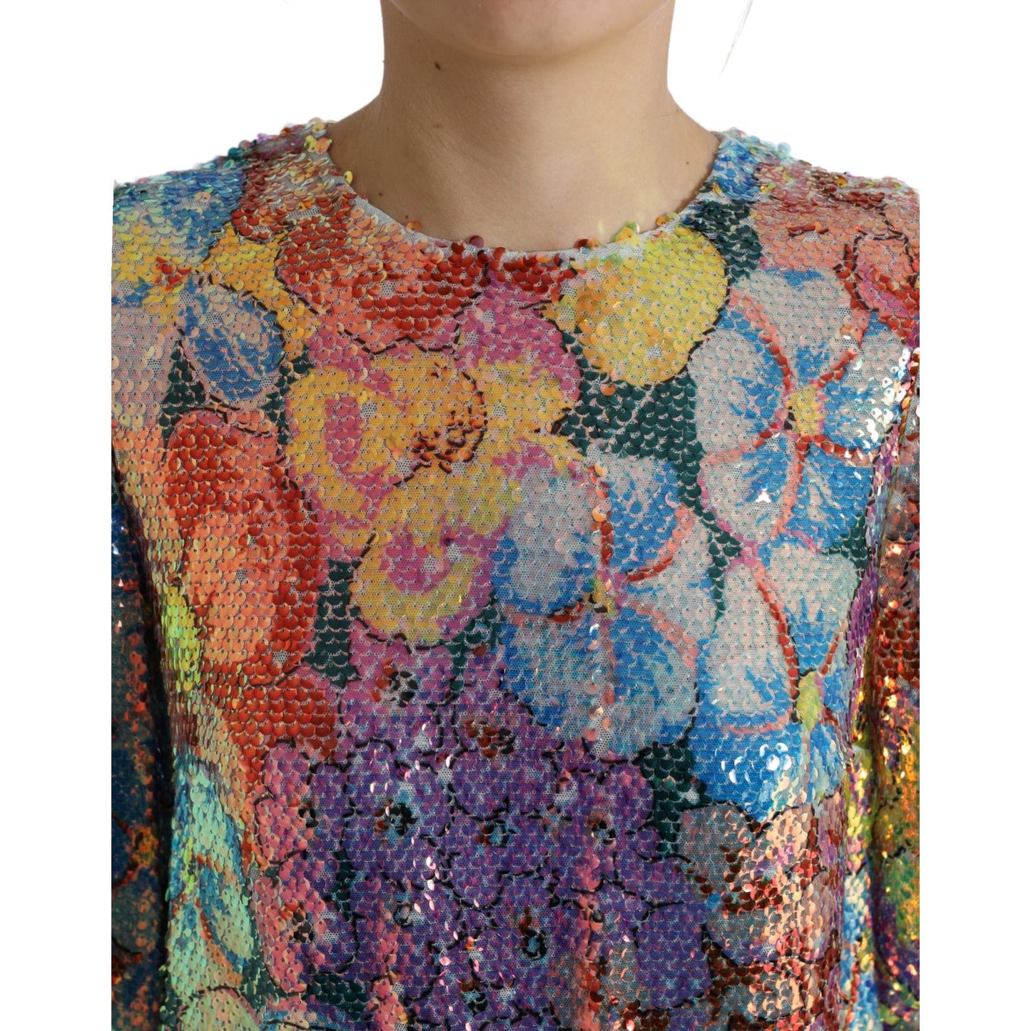 Dolce & Gabbana Elegant Floral Sequined Mini Dress Dolce & Gabbana Dim Gray