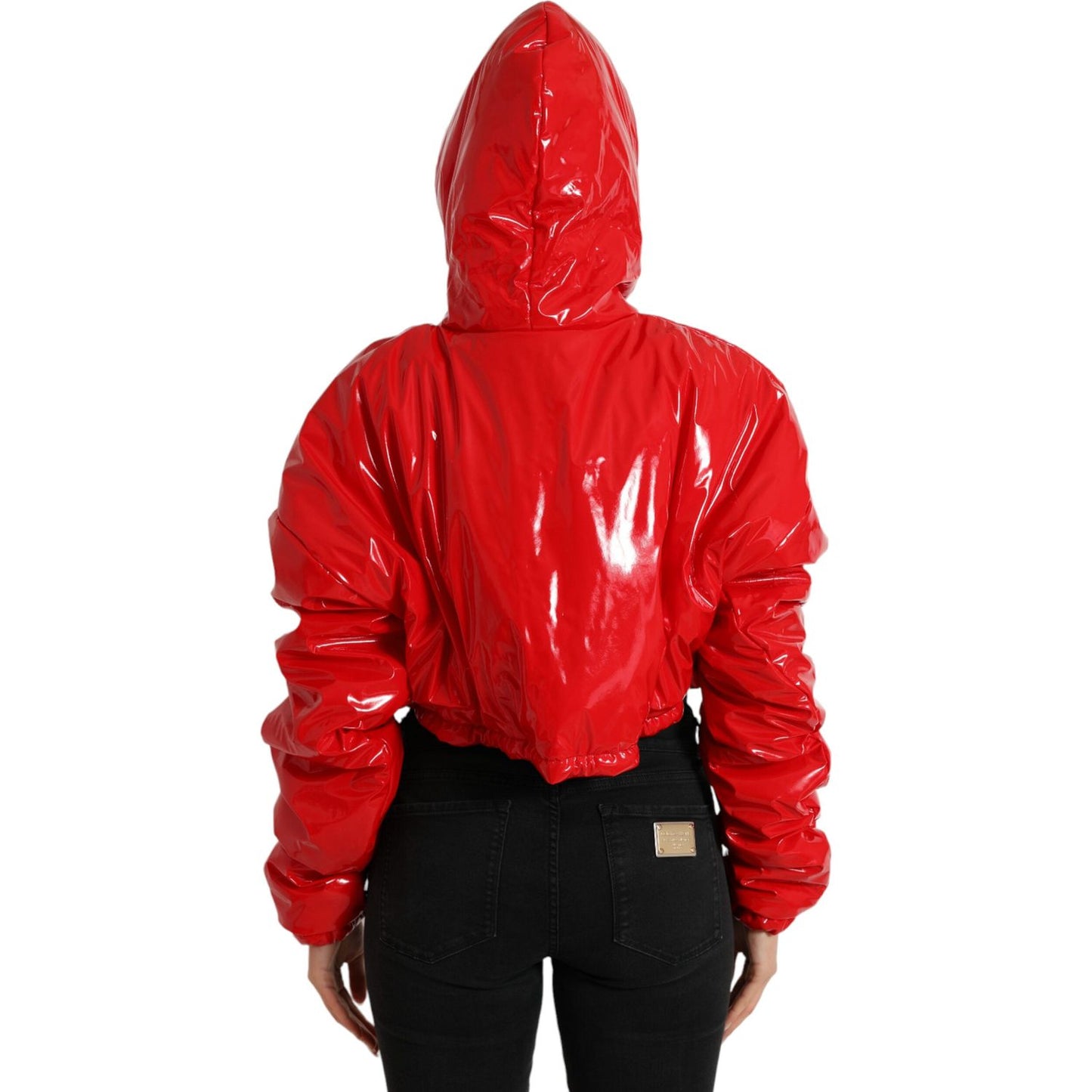 Dolce & Gabbana Chic Shiny Red Cropped Jacket Dolce & Gabbana Black
