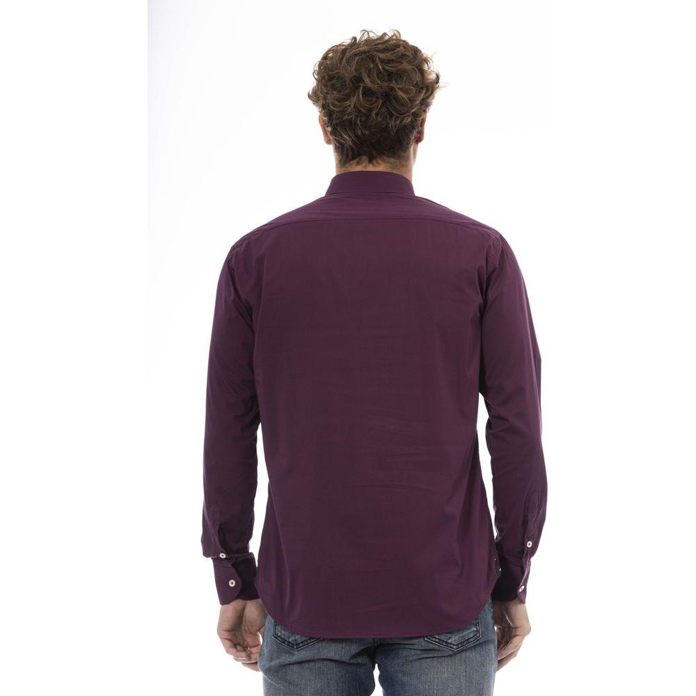 Baldinini Trend Burgundy Cotton Men Shirt Baldinini Trend Dark Slate Gray