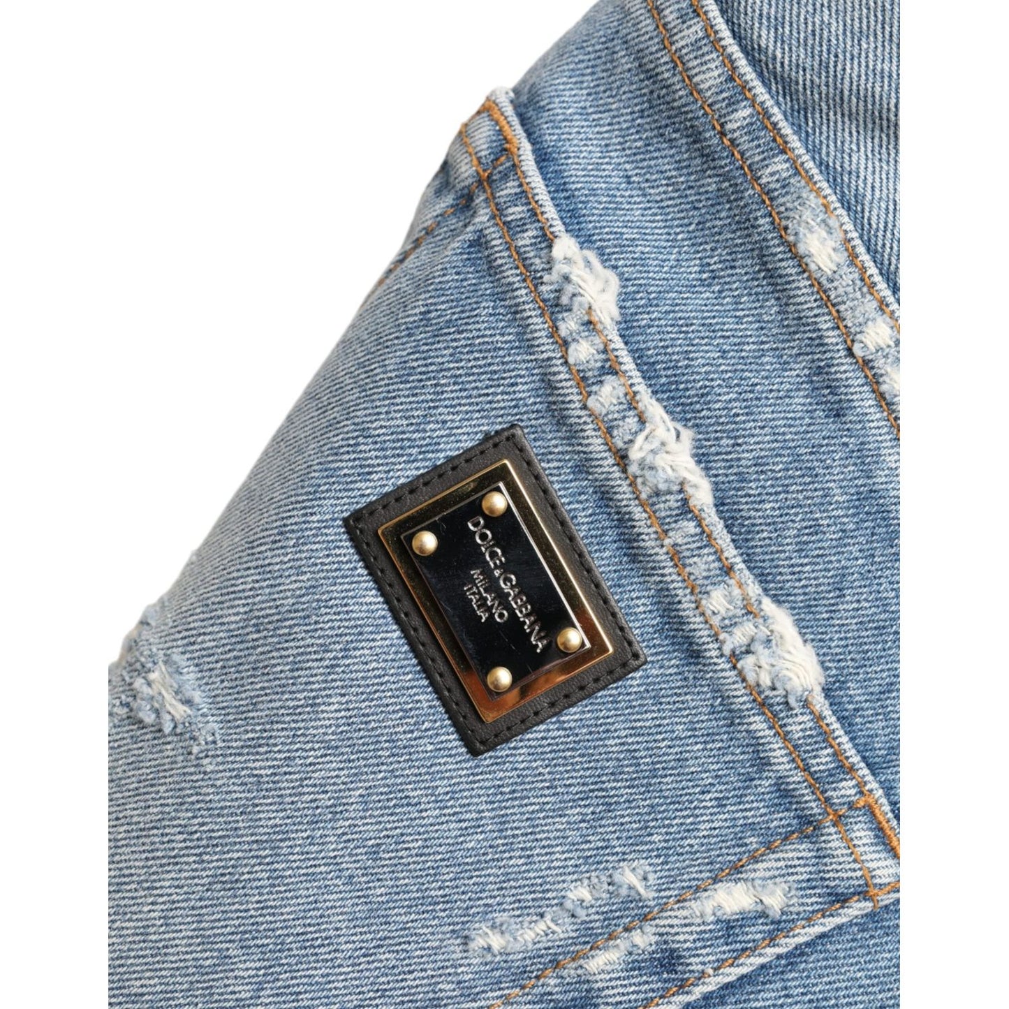 Dolce & Gabbana High Waist Embellished Bermuda Denim Shorts Dolce & Gabbana Light Slate Gray