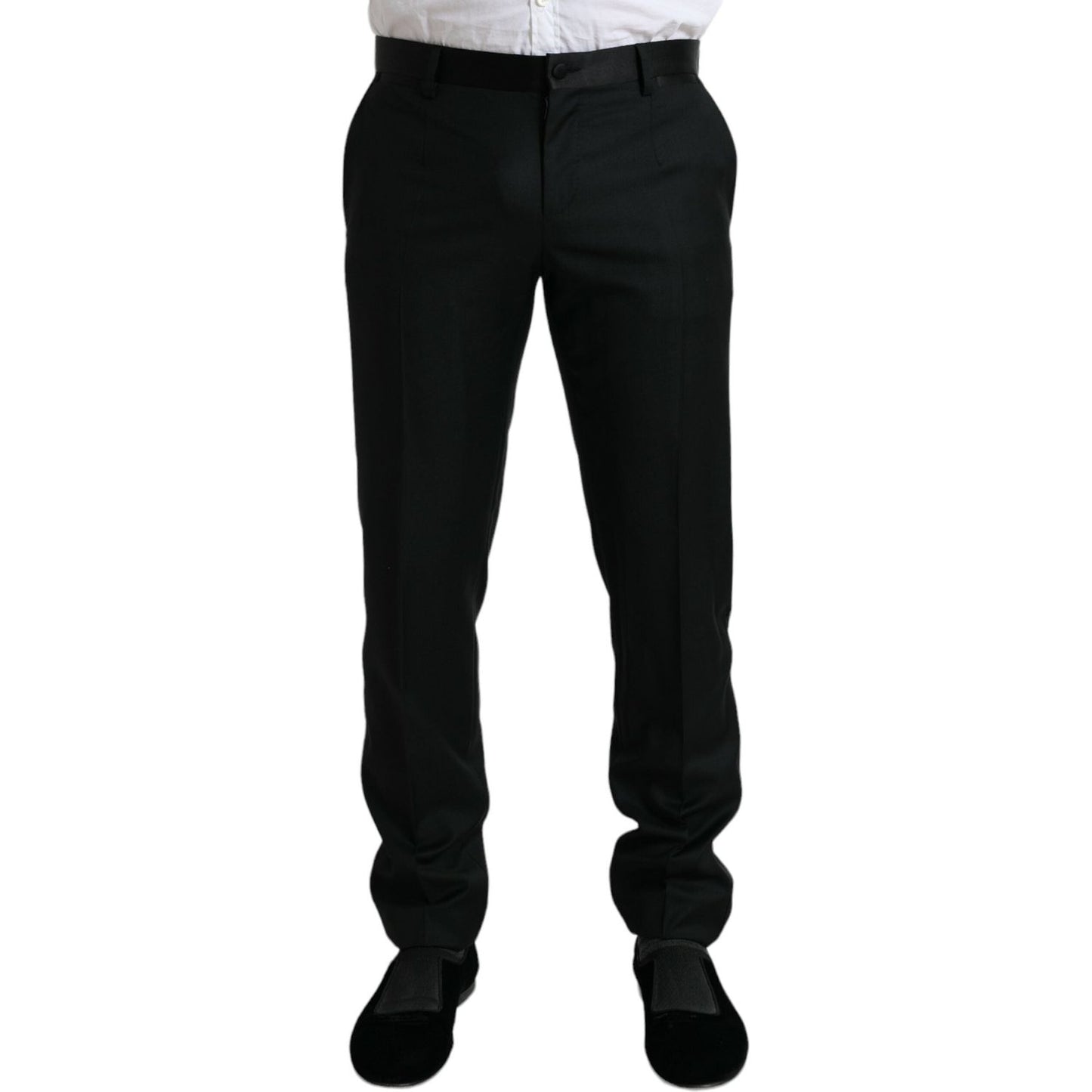 Dolce & Gabbana Elegant Slim Fit Wool Dress Pants Dolce & Gabbana Black