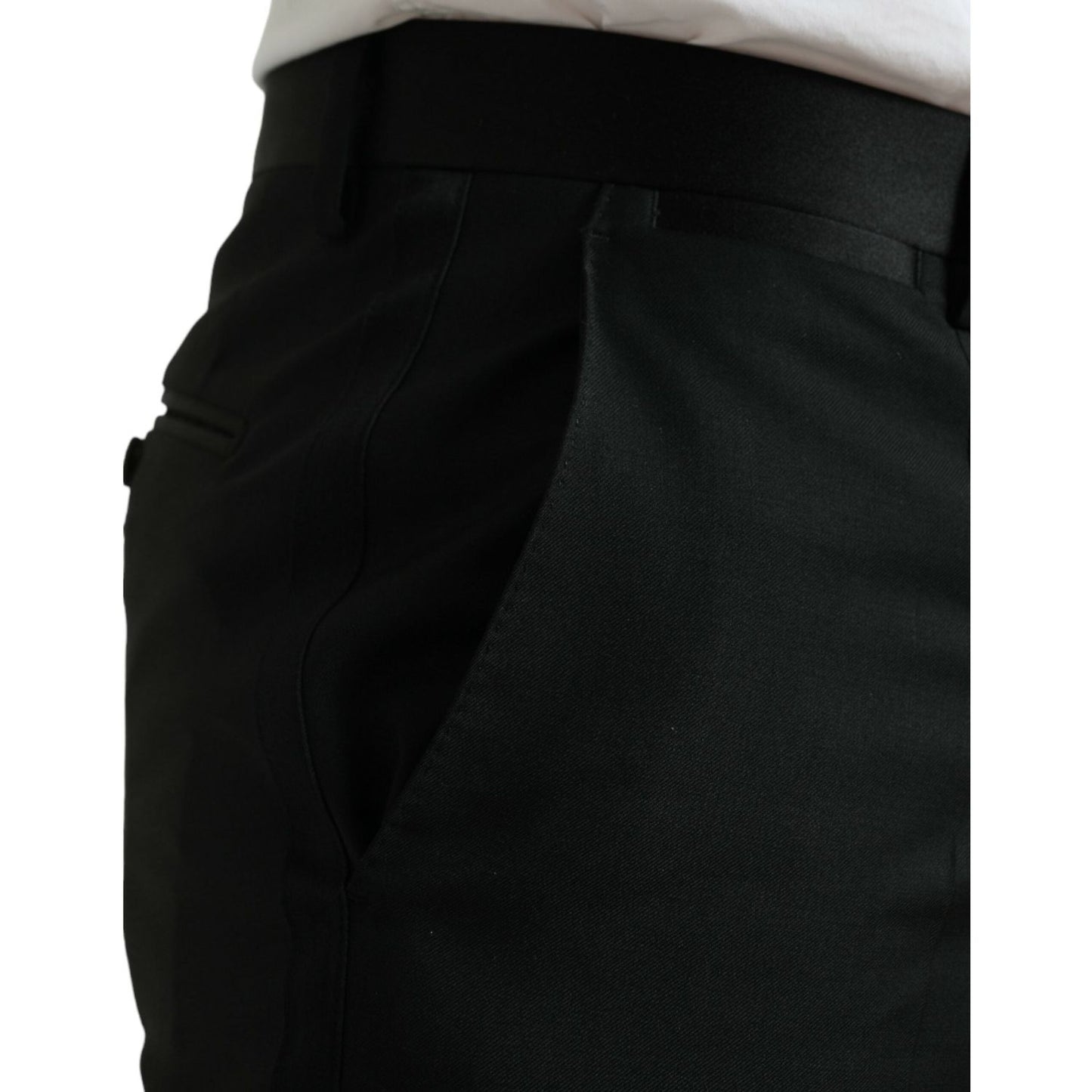 Dolce & Gabbana Elegant Slim Fit Wool Dress Pants Dolce & Gabbana Black