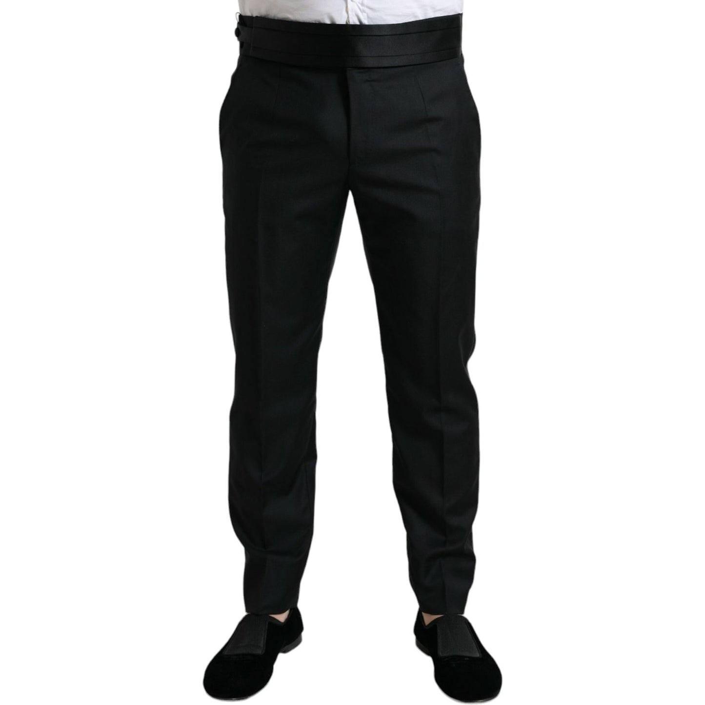 Dolce & Gabbana Elegant Slim Fit Wool Dress Pants Dolce & Gabbana Black