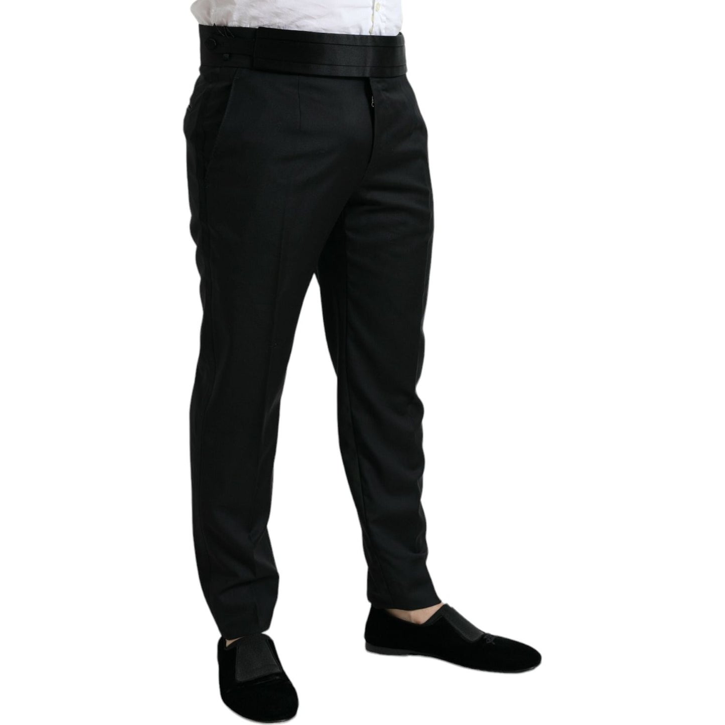 Dolce & Gabbana Elegant Slim Fit Wool Dress Pants Dolce & Gabbana Black
