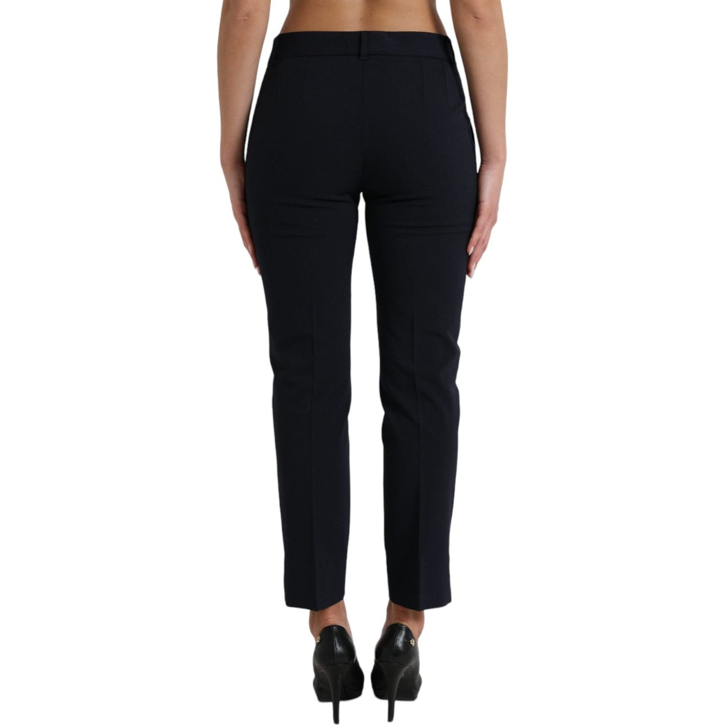 Dolce & Gabbana Elegant Mid Waist Tapered Pants in Blue Dolce & Gabbana Rosy Brown