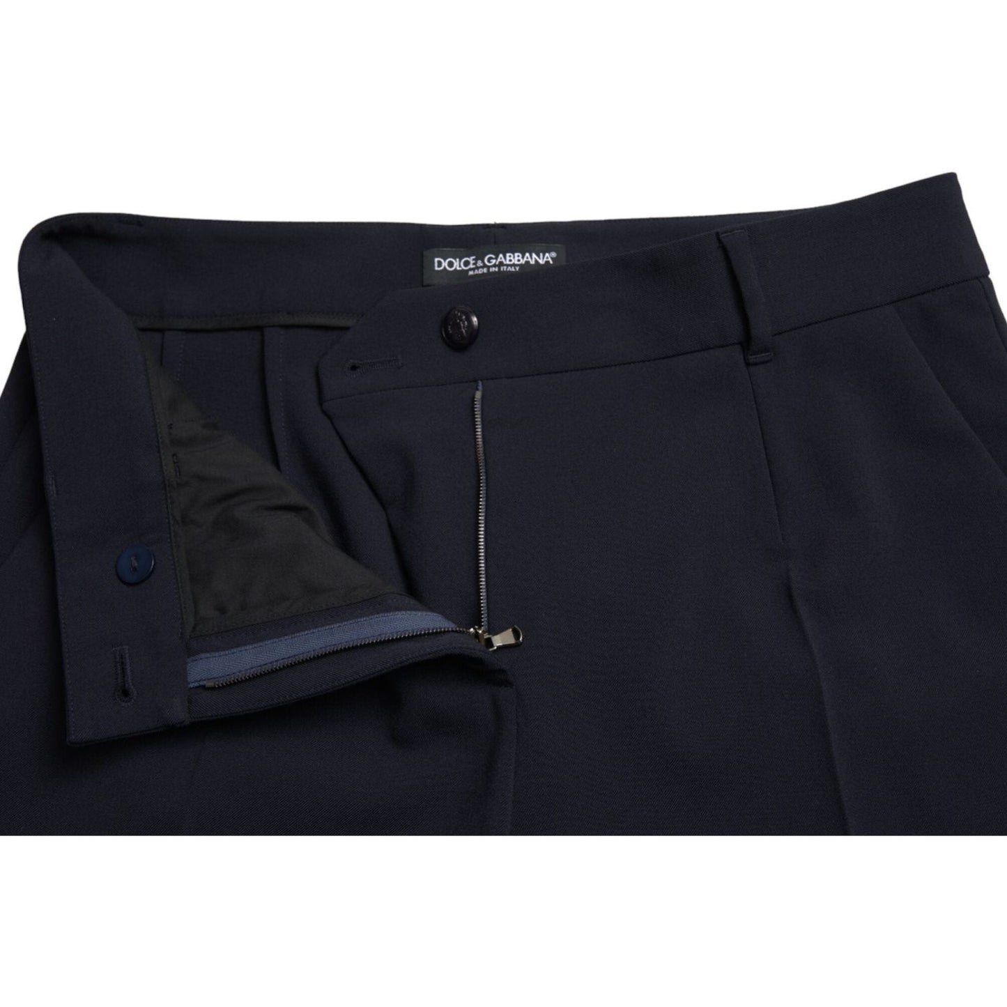 Dolce & Gabbana Elegant Mid Waist Tapered Pants in Blue Dolce & Gabbana Black