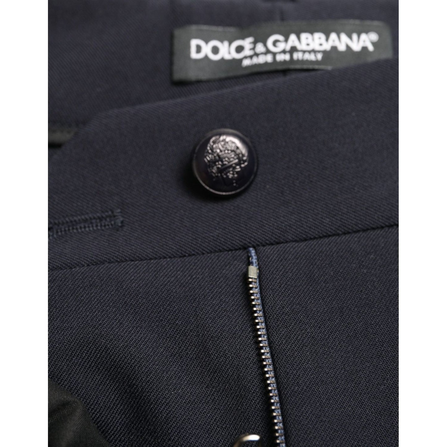 Dolce & Gabbana Elegant Mid Waist Tapered Pants in Blue Dolce & Gabbana Dark Slate Gray