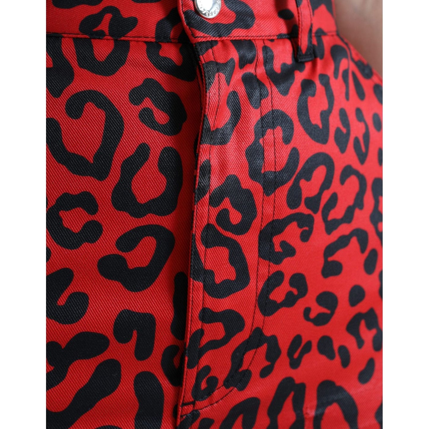Dolce & Gabbana High Waist Red Leopard Mini Skirt Dolce & Gabbana Black