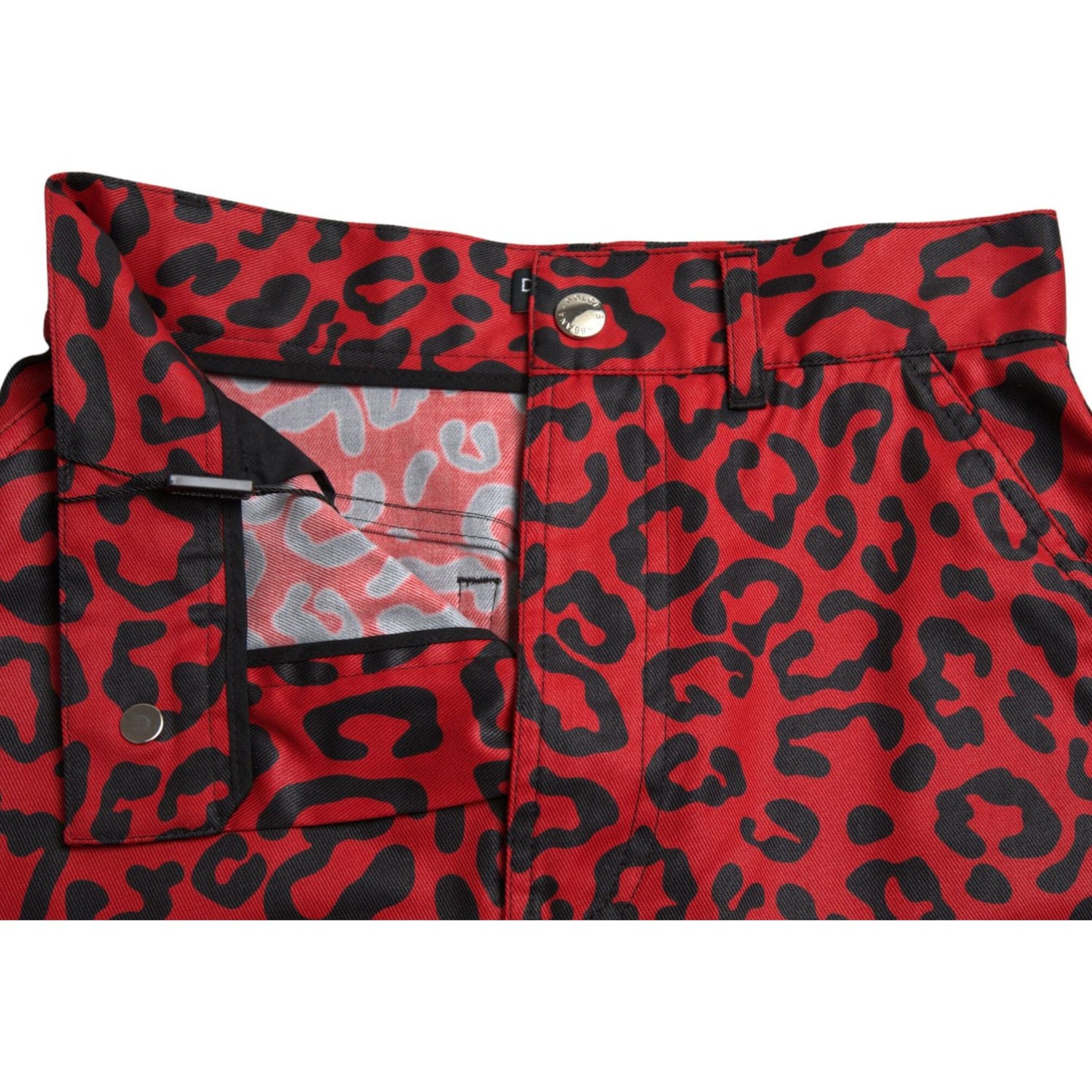 Dolce & Gabbana High Waist Red Leopard Mini Skirt Dolce & Gabbana Brown
