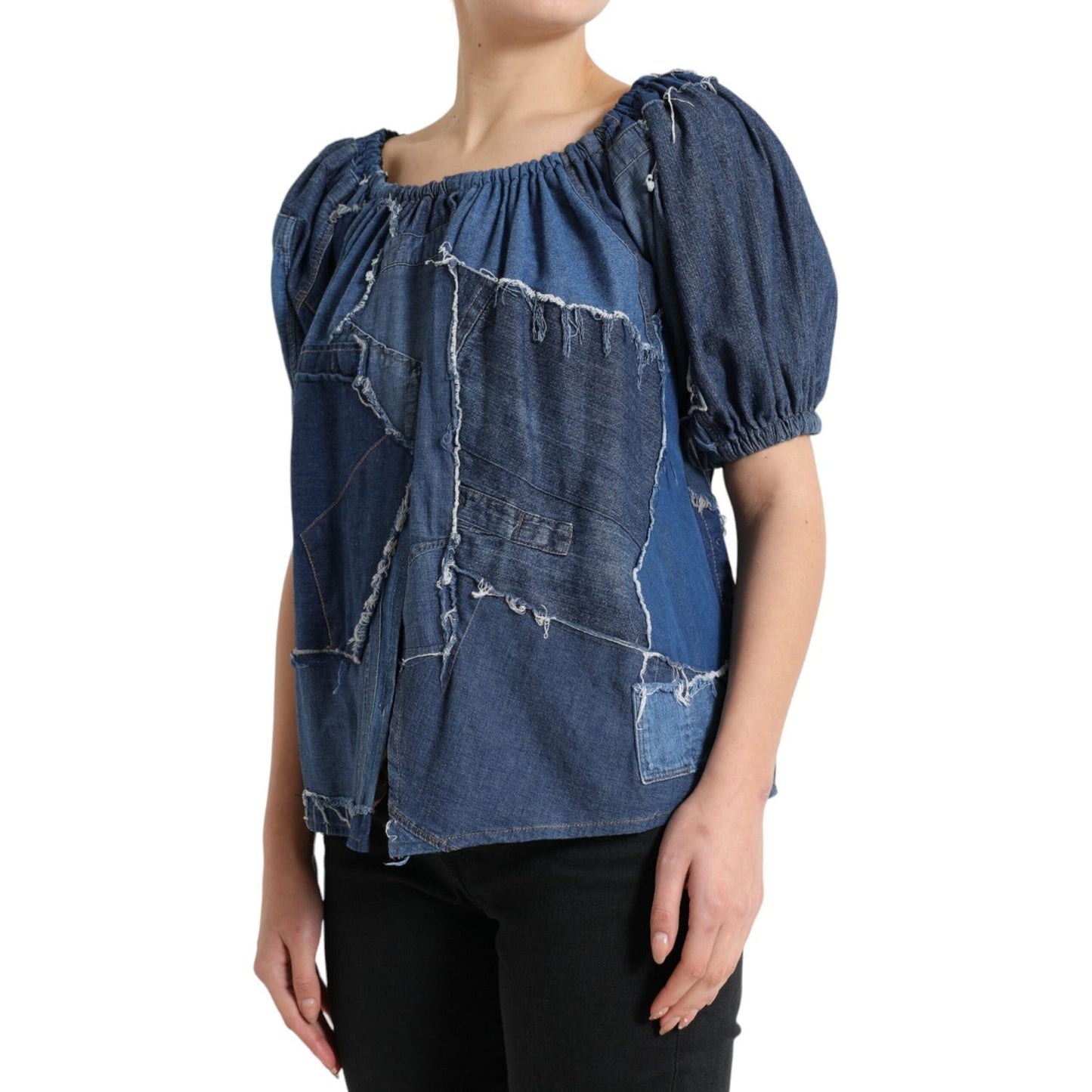 Dolce & Gabbana Elegant Cotton Denim Blouse Top Dolce & Gabbana Dark Slate Gray