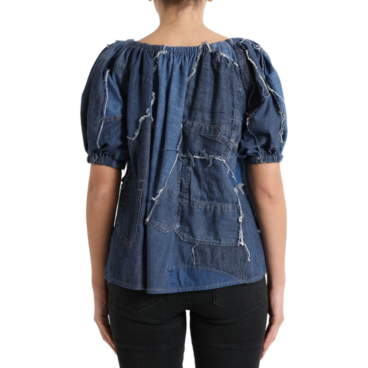 Dolce & Gabbana Elegant Cotton Denim Blouse Top Dolce & Gabbana Dark Slate Gray