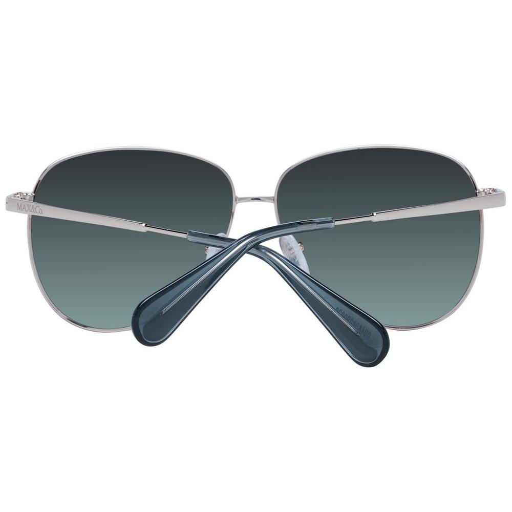 Max & Co Rose Gold Women Aviator Sunglasses with Green Mirrored Gradient Lenses and Metal Frame