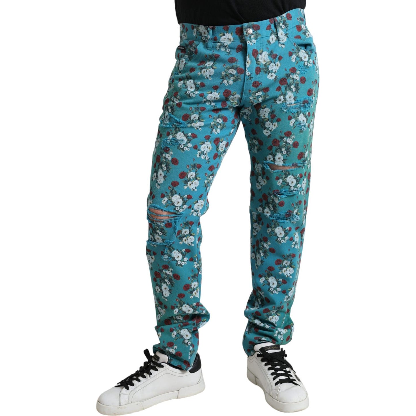 Dolce & Gabbana Chic Floral Skinny Denim Jeans Dolce & Gabbana Dim Gray