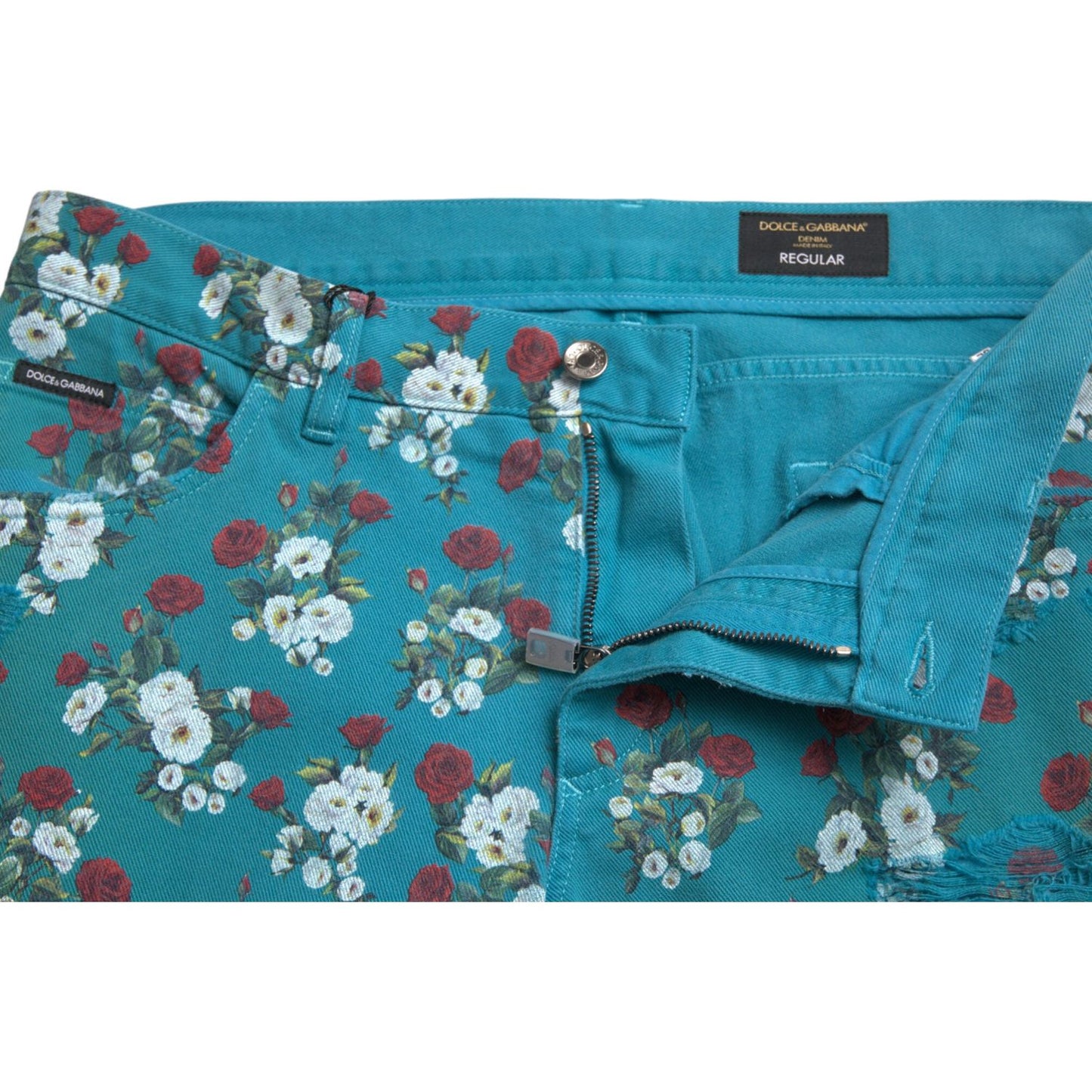 Dolce & Gabbana Chic Floral Skinny Denim Jeans Dolce & Gabbana Steel Blue