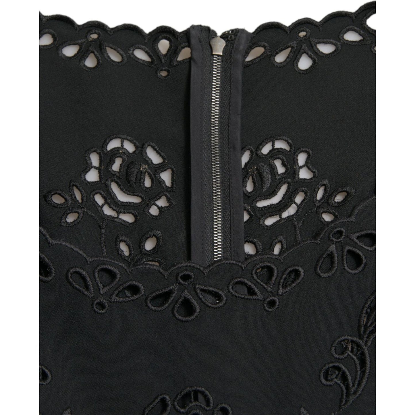 Dolce & Gabbana Black Floral Lace Bodycon Midi Dress Dolce & Gabbana Black