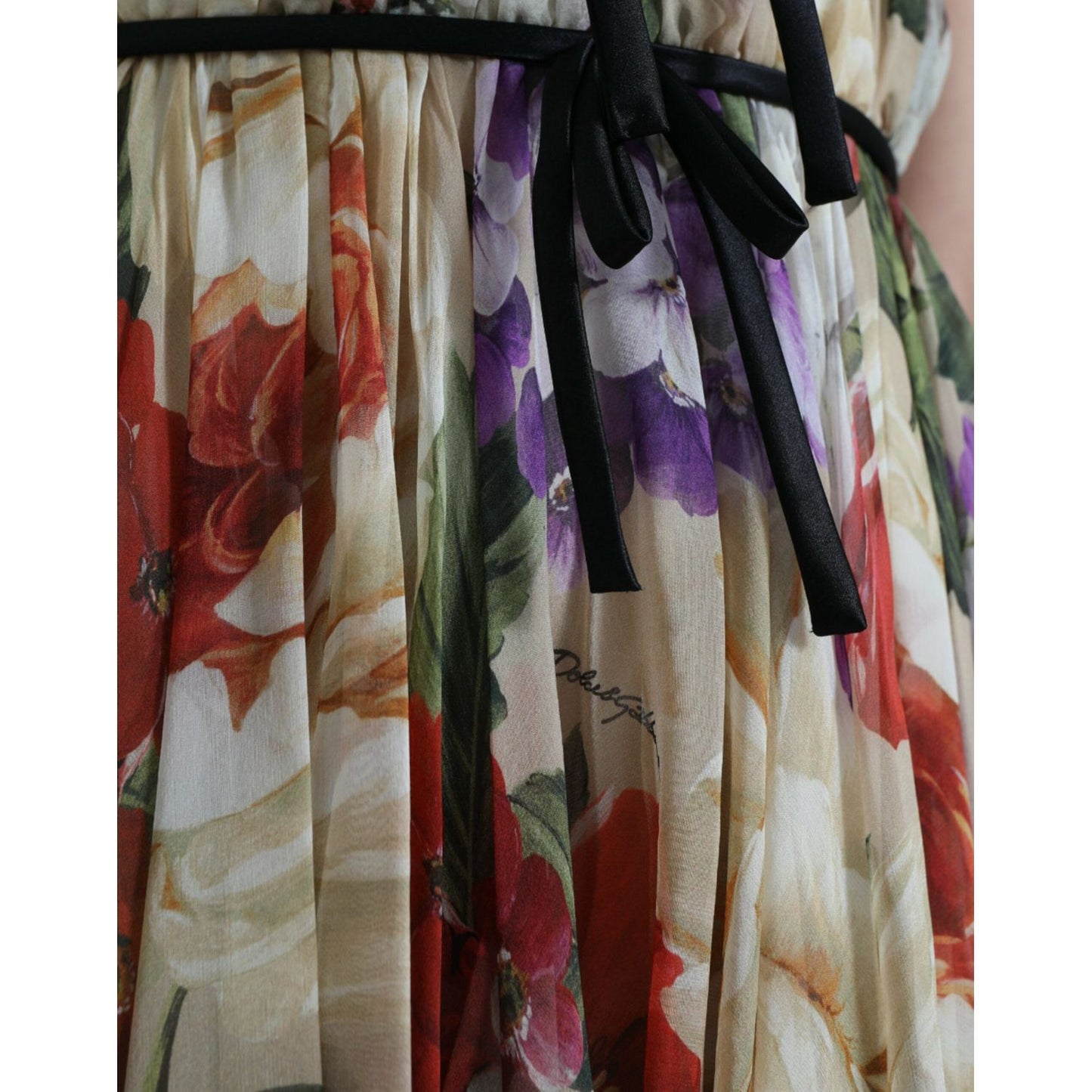 Dolce & Gabbana Floral Elegance Silk Chiffon Mini Dress Dolce & Gabbana Dim Gray