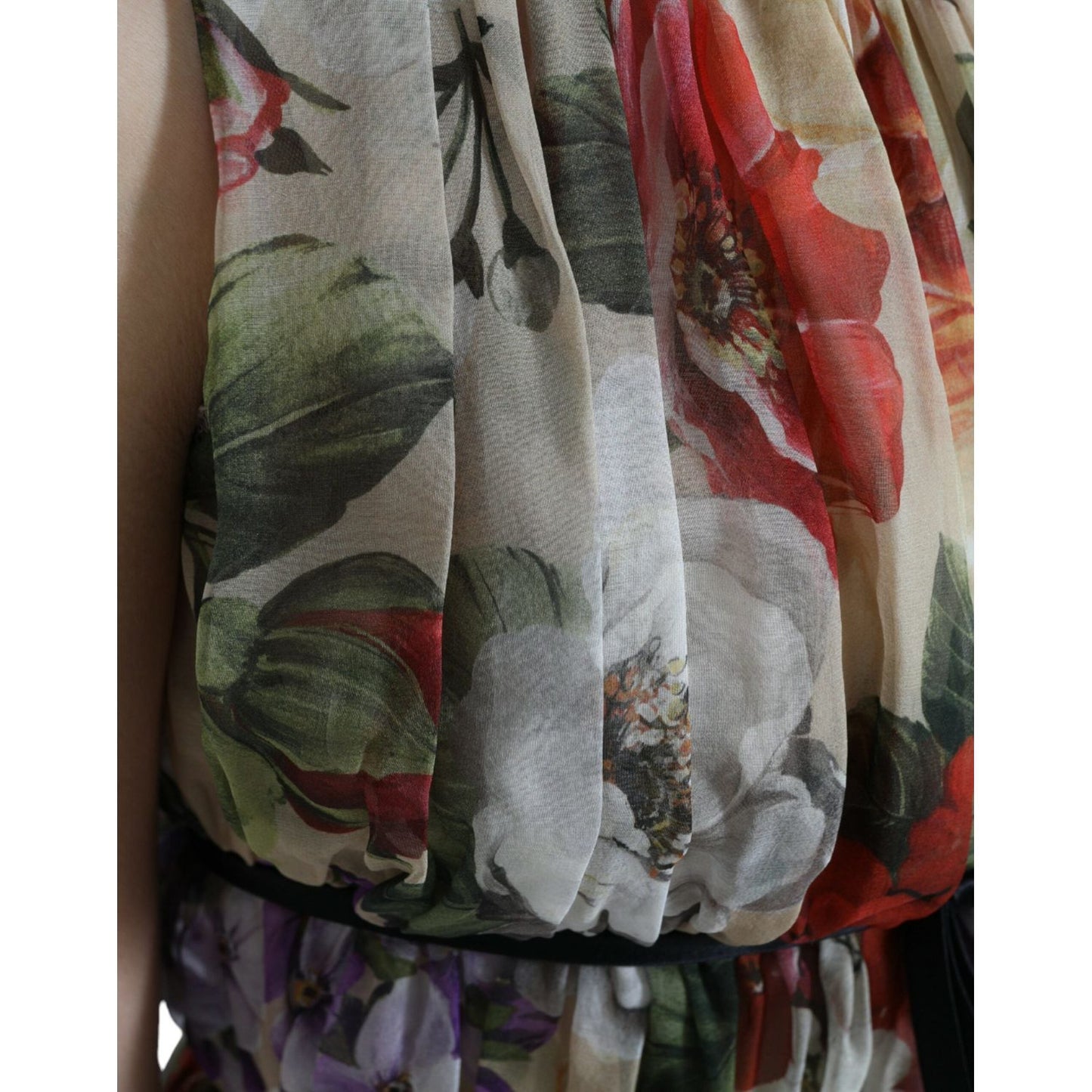Dolce & Gabbana Floral Elegance Silk Chiffon Mini Dress Dolce & Gabbana Dark Slate Gray