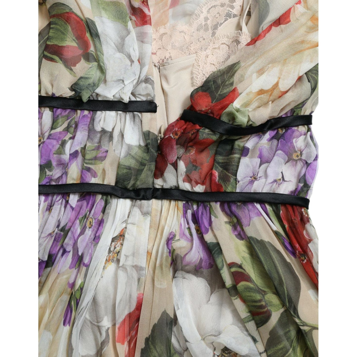 Dolce & Gabbana Floral Elegance Silk Chiffon Mini Dress Dolce & Gabbana Dark Gray