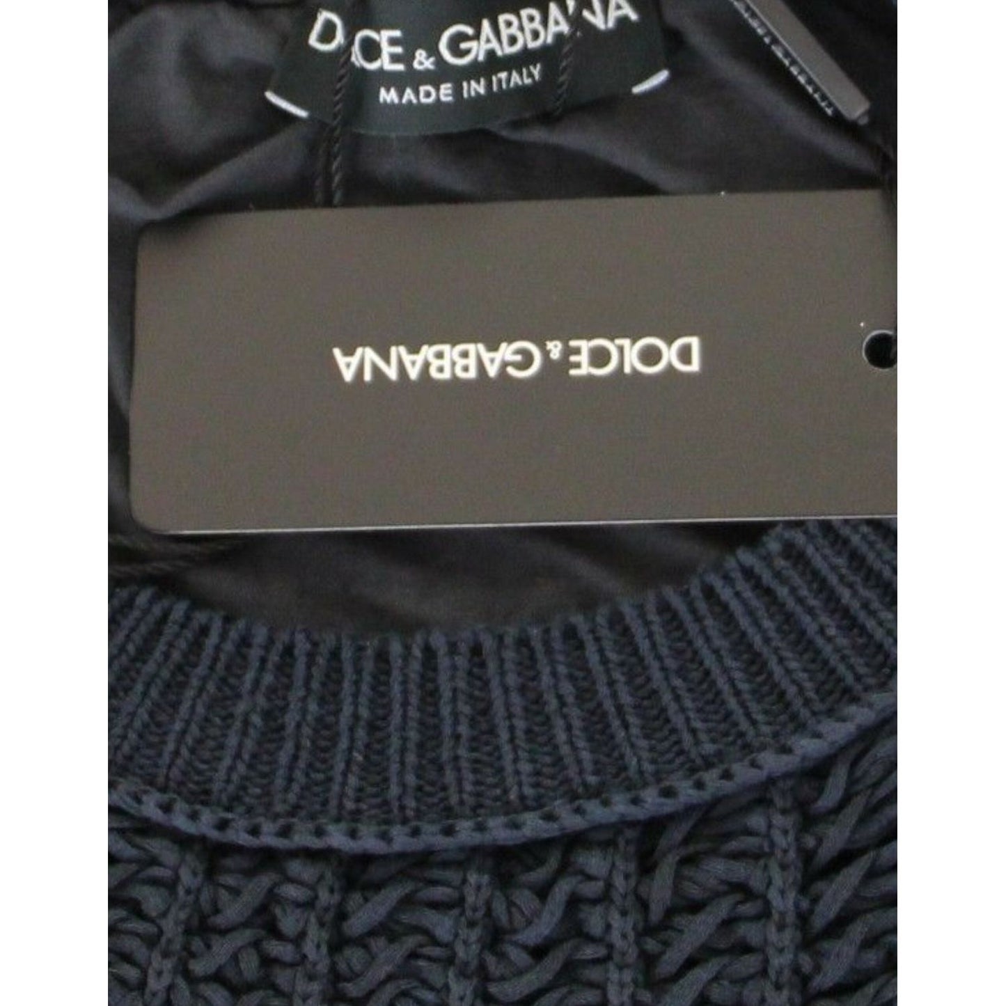 Dolce & Gabbana Elegant Blue and Black Layered Sweater Dolce & Gabbana Dark Slate Gray