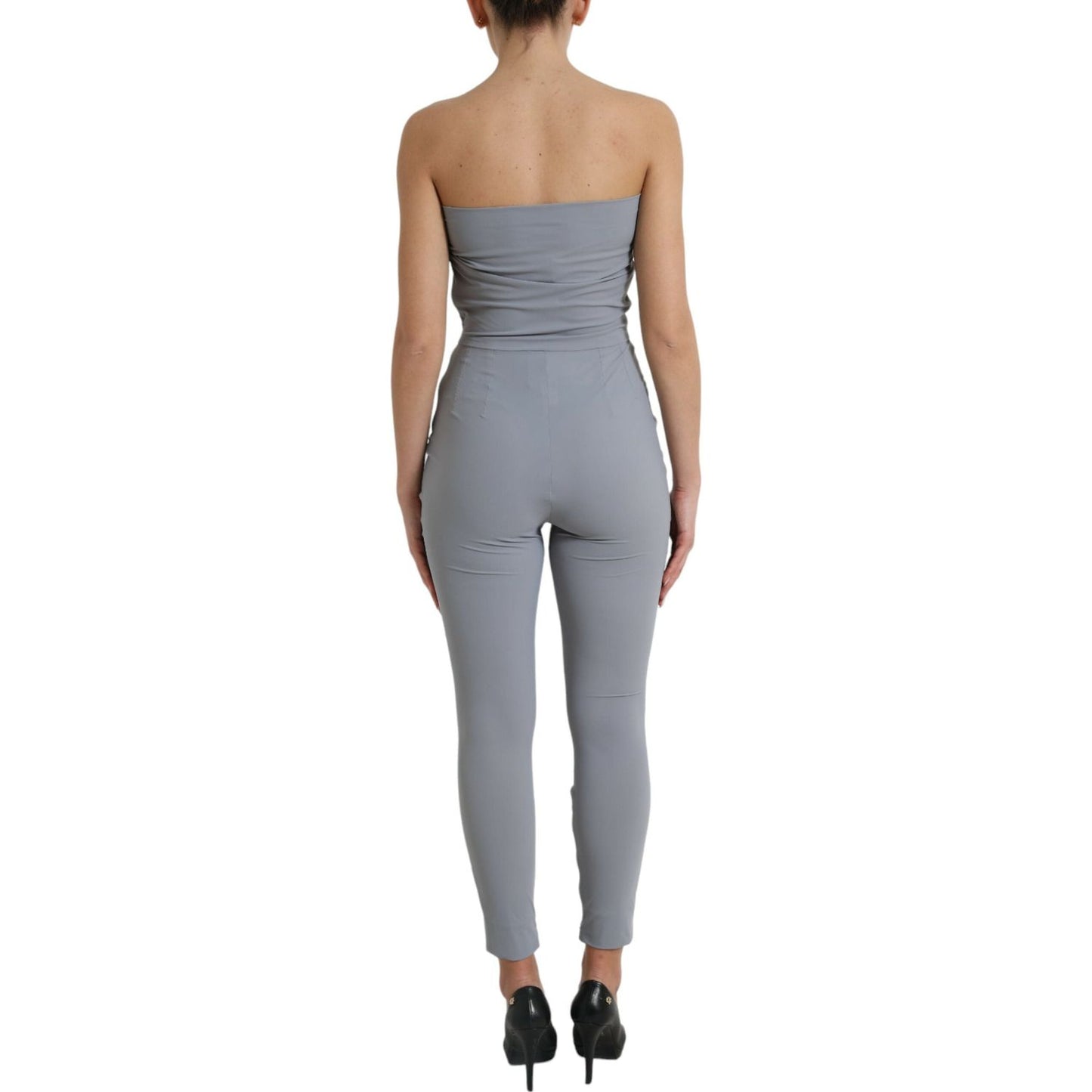 Dolce & Gabbana Chic Strapless Bodycon Jumpsuit Dress Dolce & Gabbana Light Slate Gray
