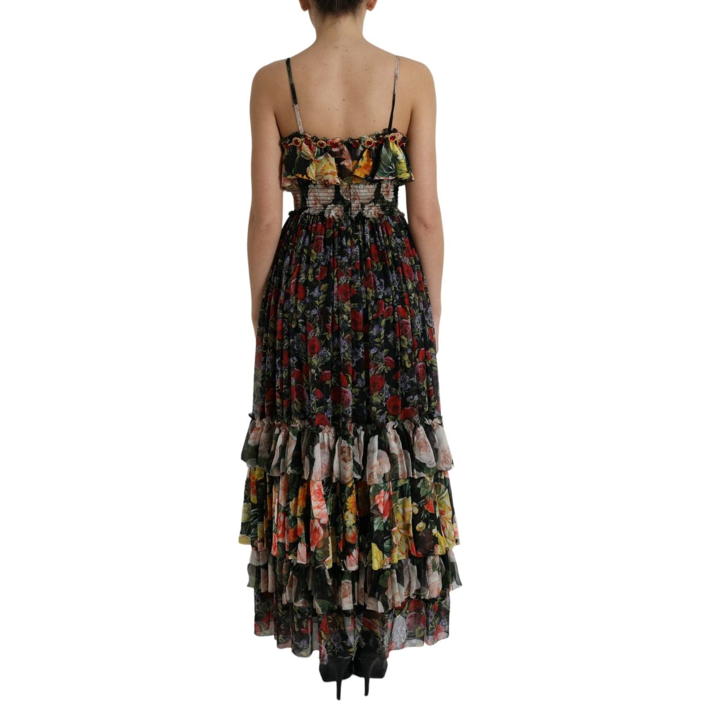Dolce & Gabbana Vibrant Silk Floral Maxi Dress Dolce & Gabbana Black