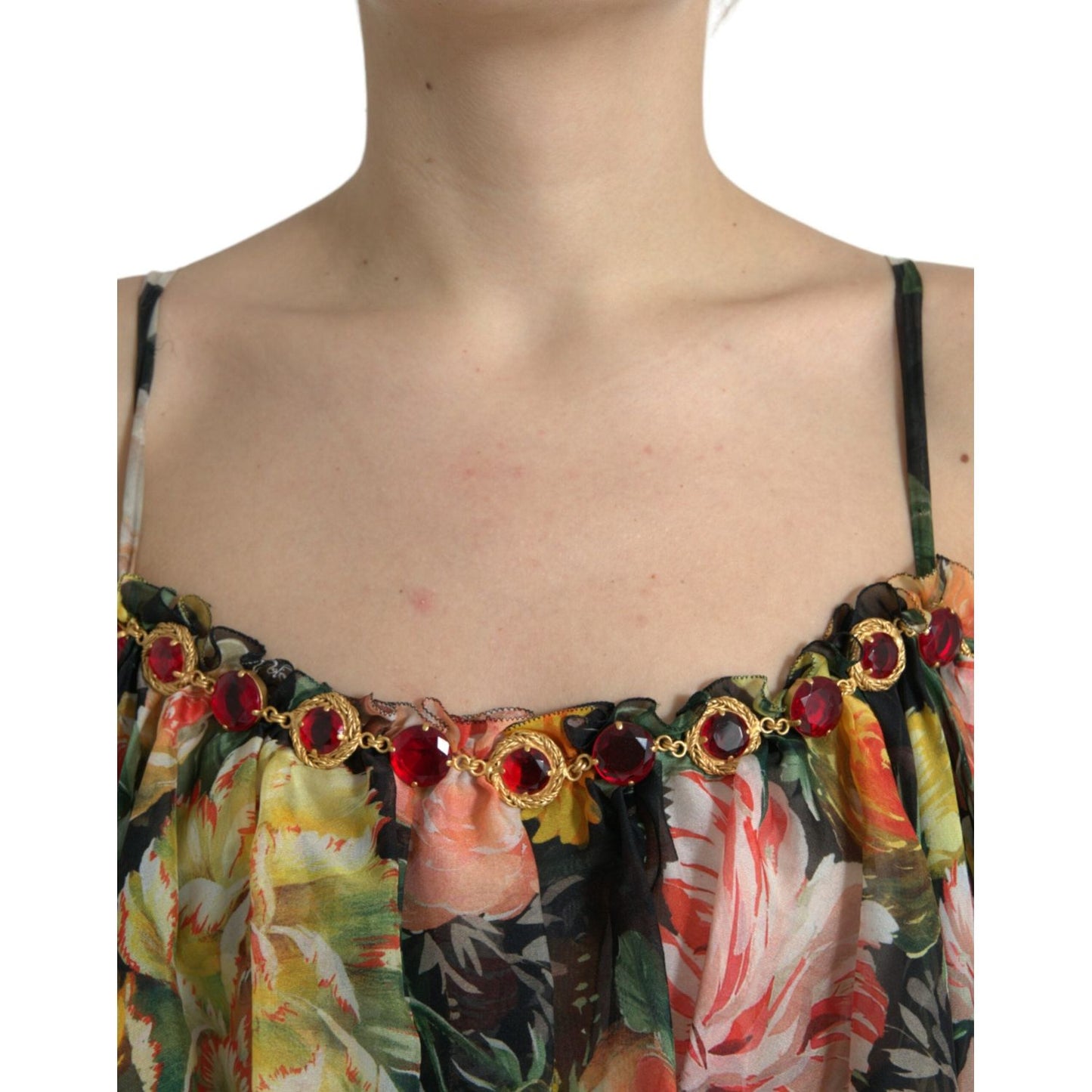 Dolce & Gabbana Vibrant Silk Floral Maxi Dress Dolce & Gabbana Rosy Brown