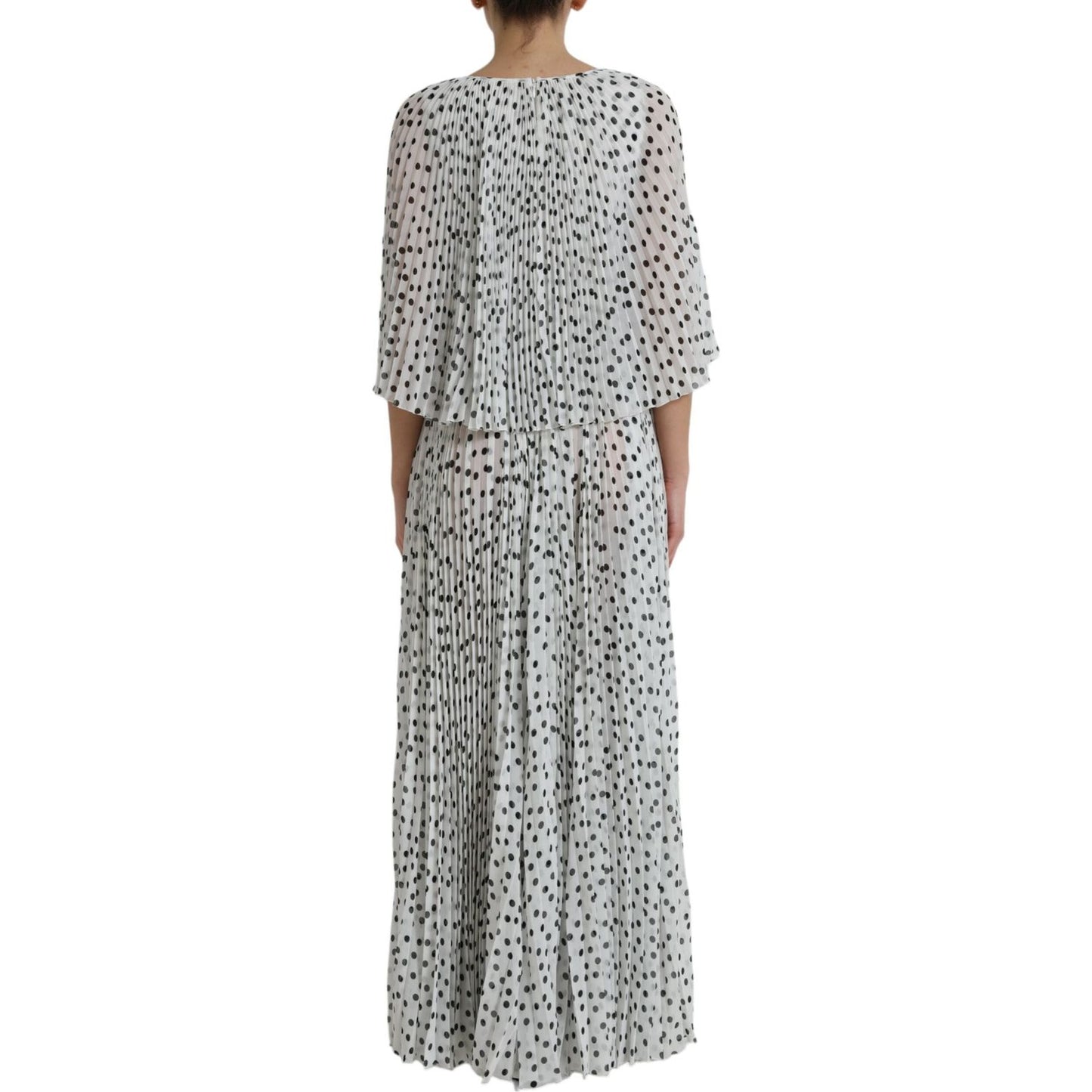 Dolce & Gabbana Elegant Polka Dots Maxi Dress Dolce & Gabbana Dark Gray