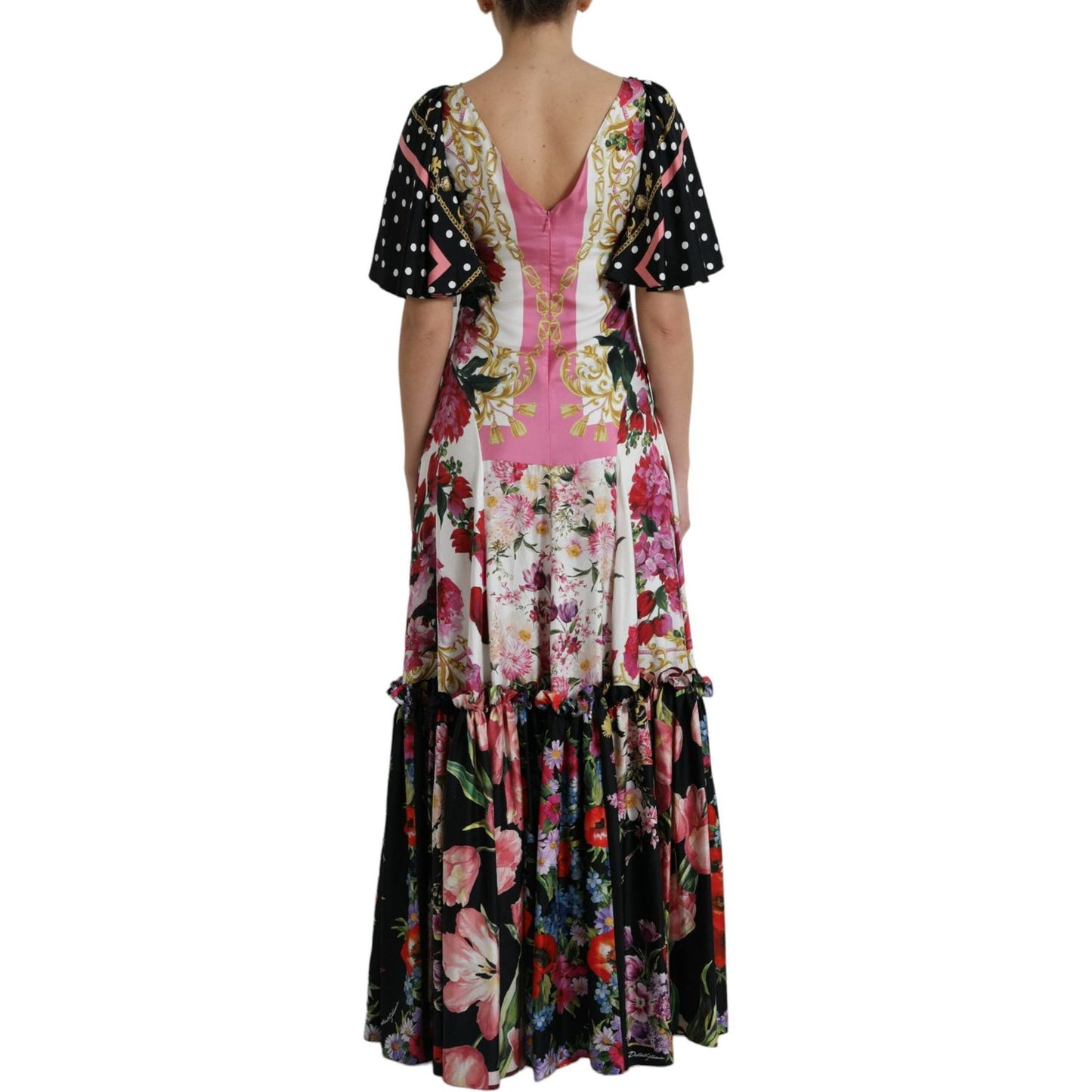 Dolce & Gabbana Elegant Floral Silk Maxi Dress Dolce & Gabbana Dark Slate Gray