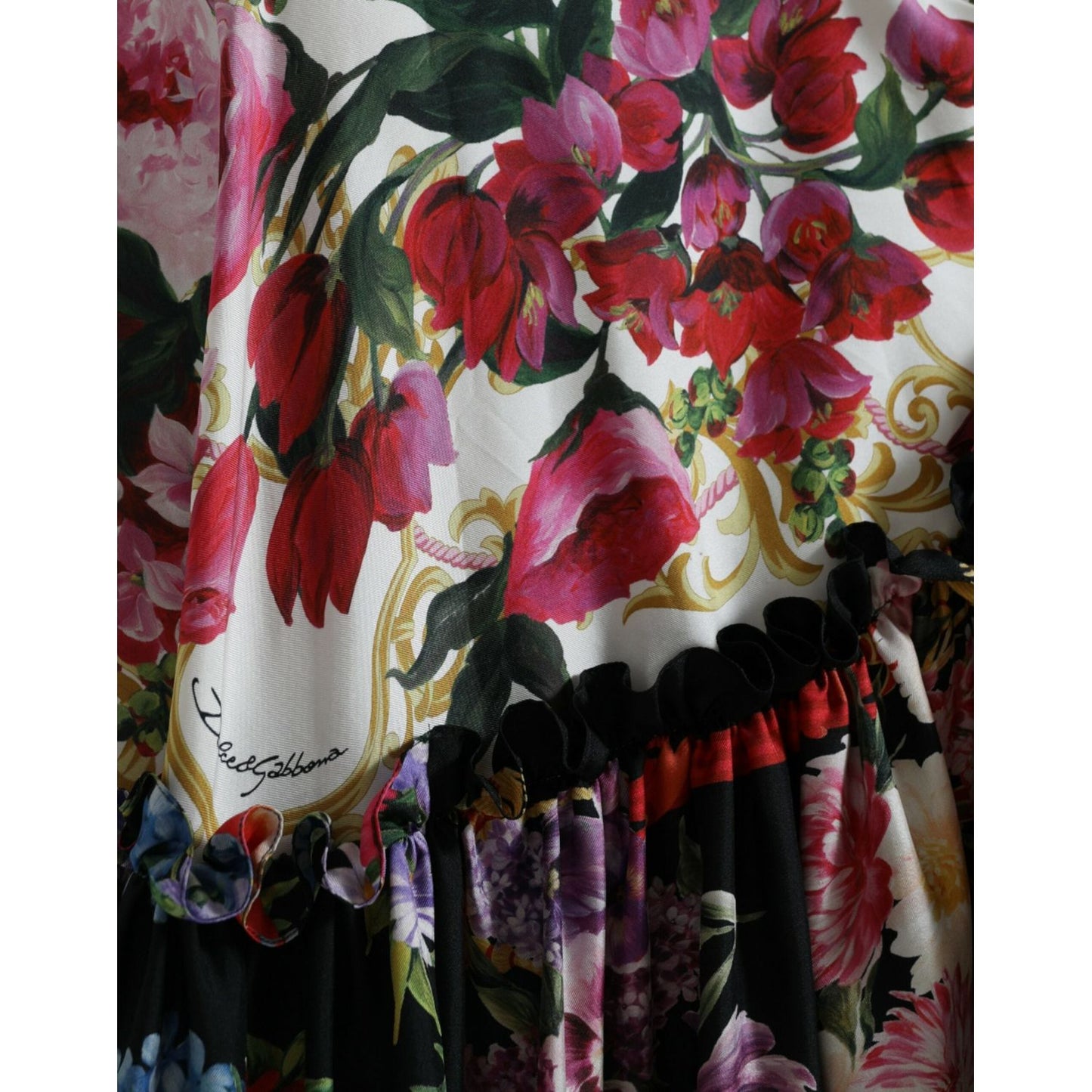 Dolce & Gabbana Elegant Floral Silk Maxi Dress Dolce & Gabbana Dark Slate Gray