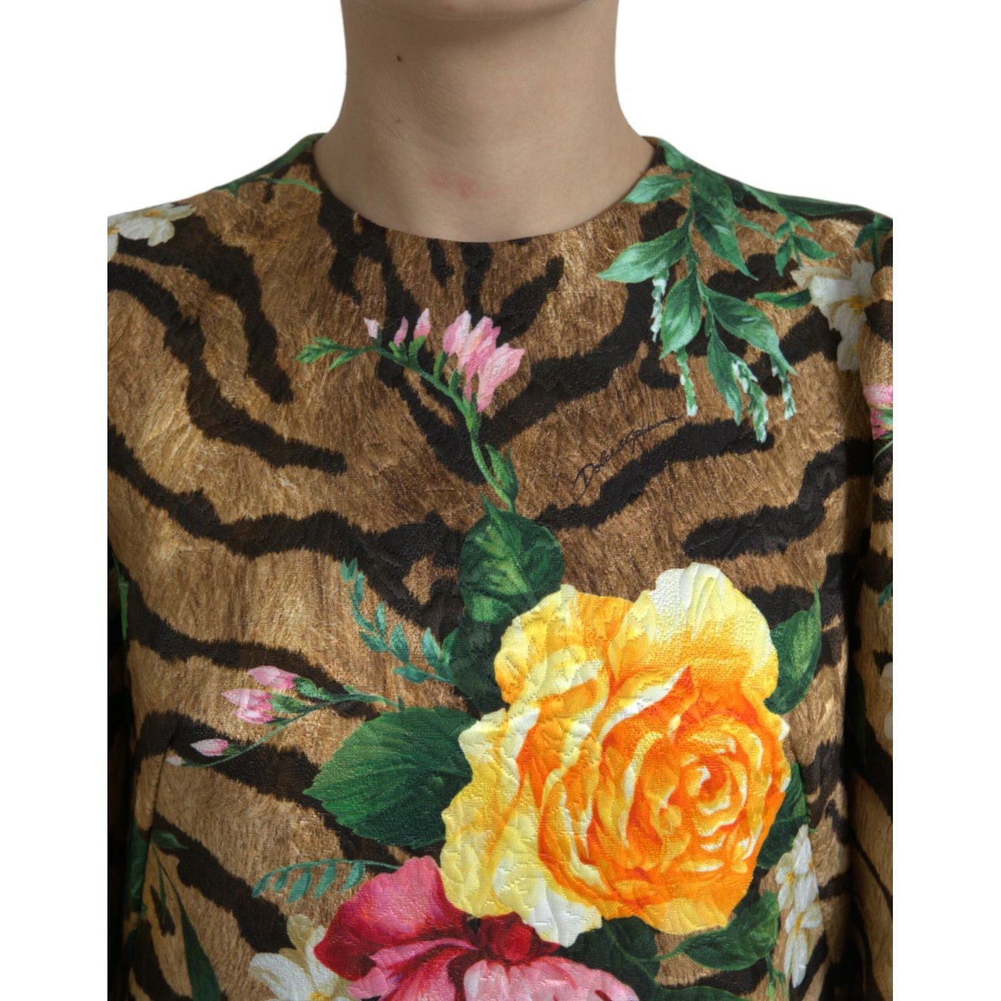 Dolce & Gabbana Animal & Floral Print Mini Shift Dress Dolce & Gabbana Dark Olive Green