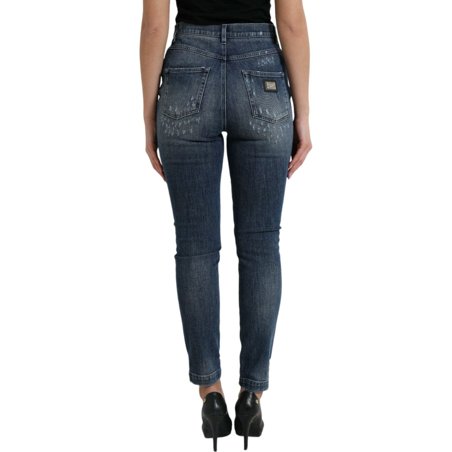 Dolce & Gabbana Elegant High Waist Stretch Denim Jeans Dolce & Gabbana Dark Slate Gray