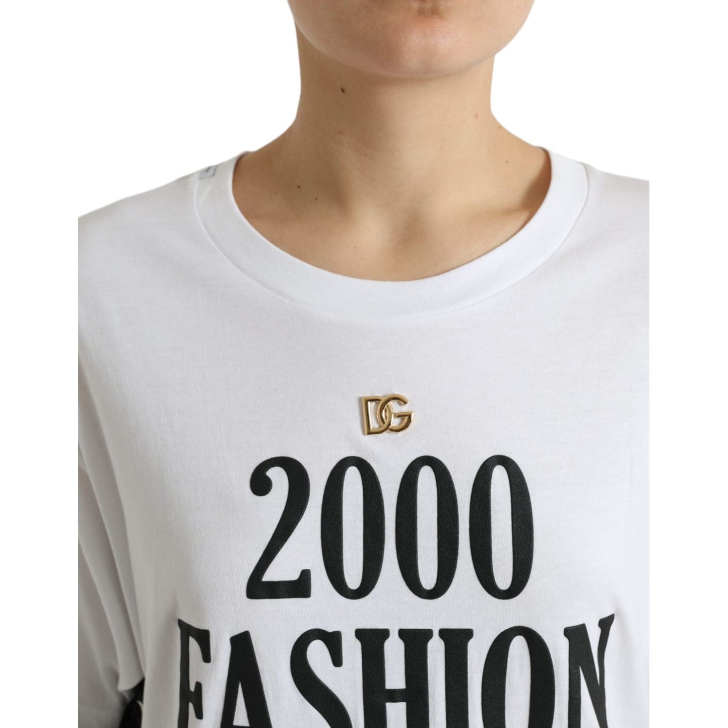 Dolce & Gabbana Elegant White Lace-Up Cotton Tee Dolce & Gabbana Light Gray