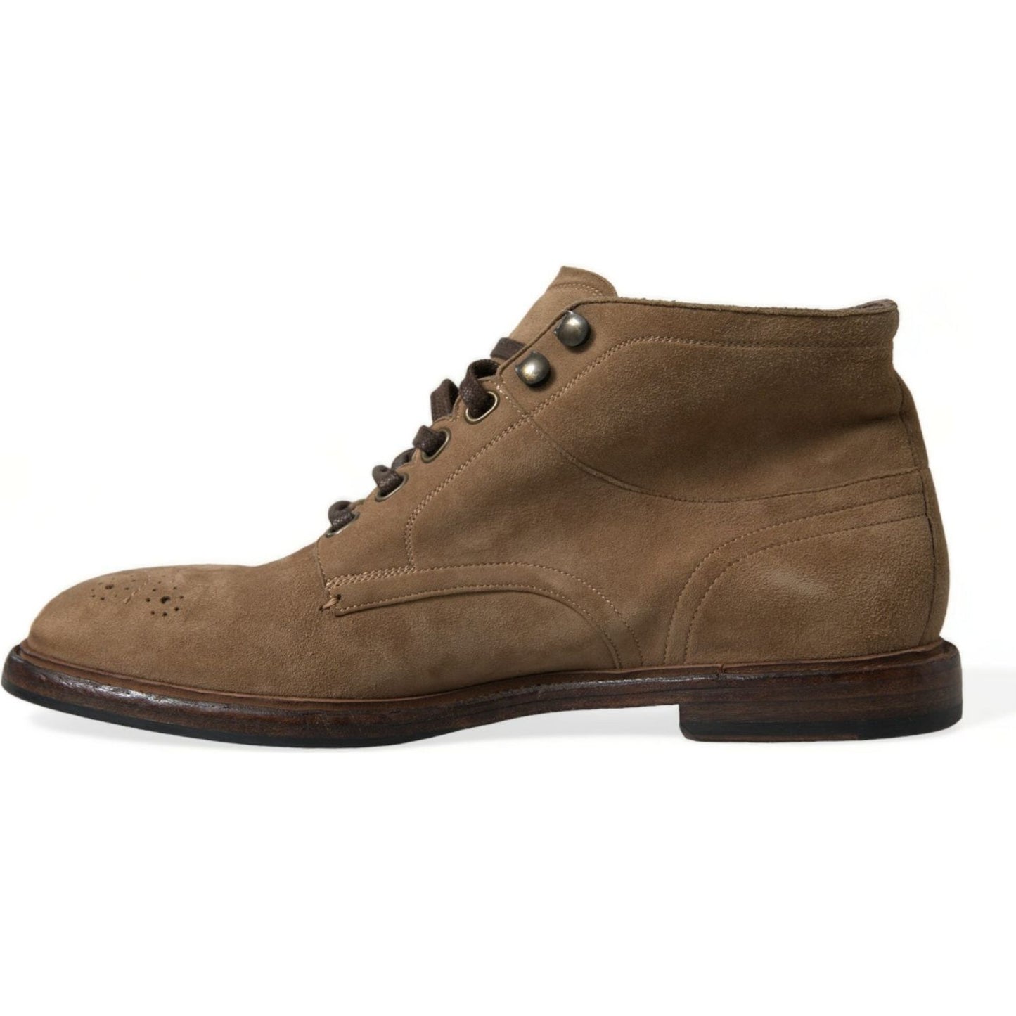 Dolce & Gabbana Elegant Leather Ankle Lace-Up Boots Dolce & Gabbana Dark Olive Green