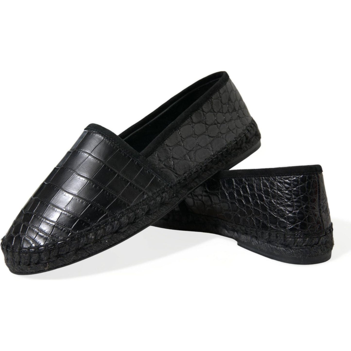 Dolce & Gabbana Exotic Black Leather Espadrilles Dolce & Gabbana Black