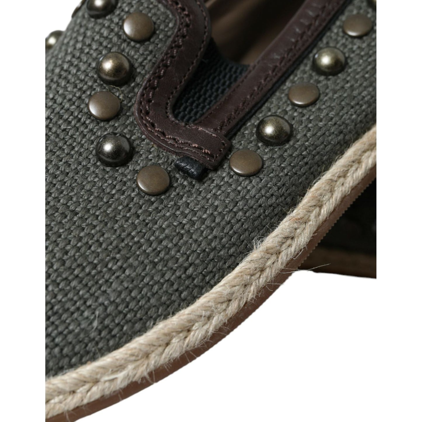 Dolce & Gabbana Studded Canvas Loafer Slipper Shoes Dolce & Gabbana Dark Slate Gray