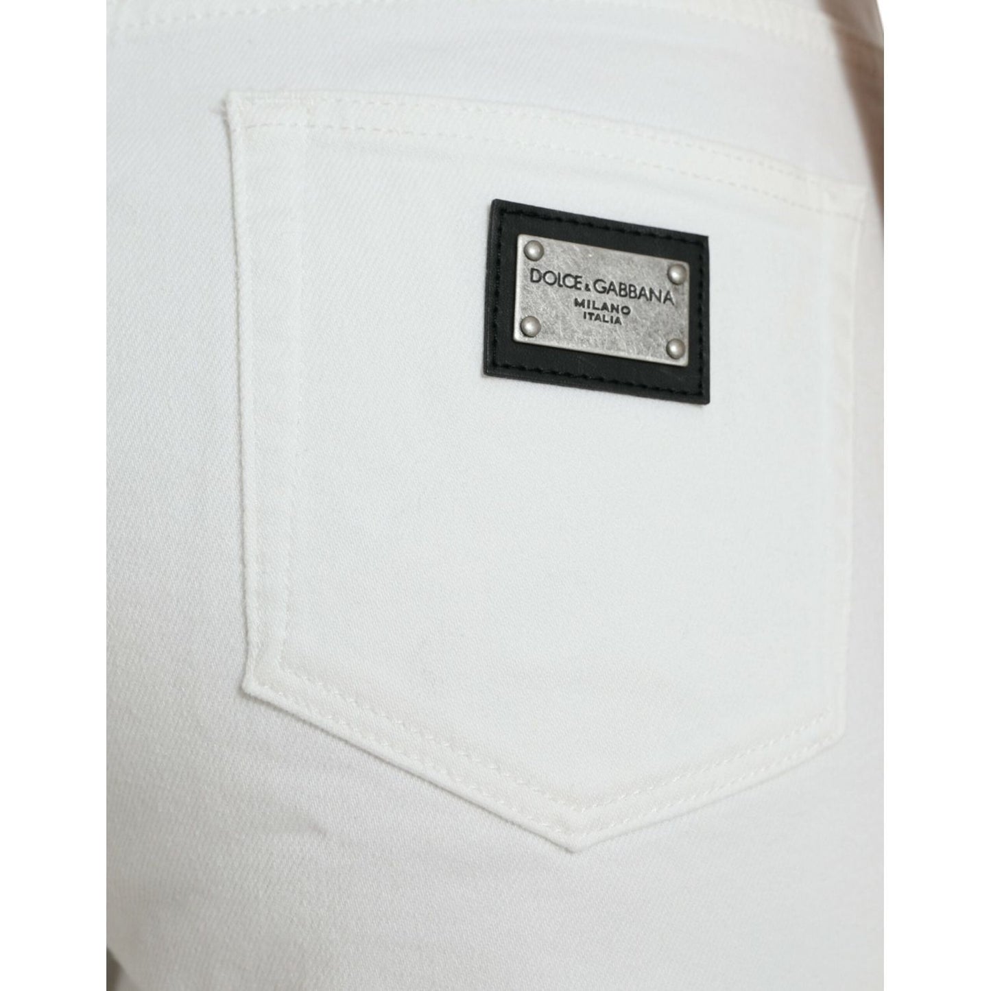 Dolce & Gabbana Elegant White Mid-Waist Denim Cropped Jeans Dolce & Gabbana Light Gray