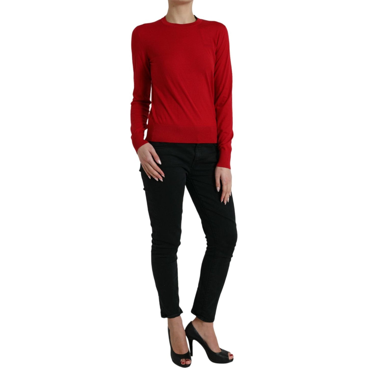 Dolce & Gabbana Radiant Red Wool Pullover Sweater Dolce & Gabbana Brown