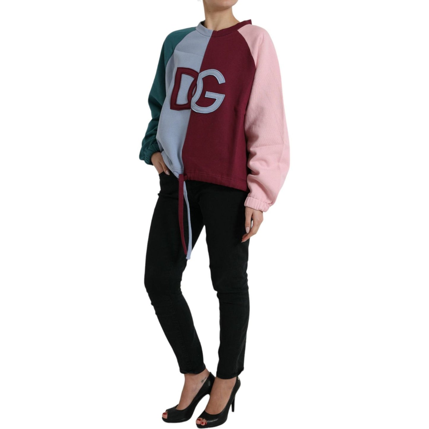 Dolce & Gabbana Multicolor Cotton Crew Neck Sweater Dolce & Gabbana Black