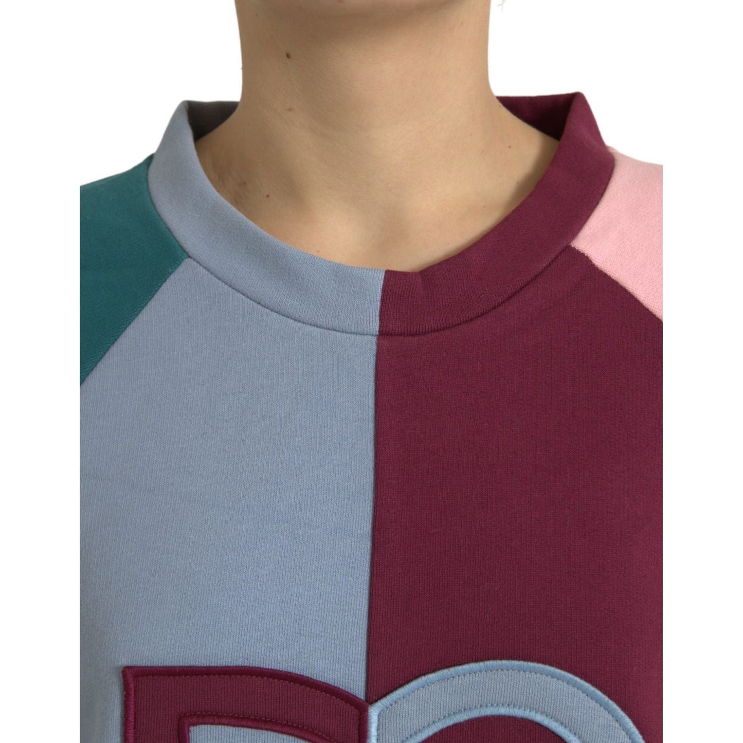 Dolce & Gabbana Multicolor Cotton Crew Neck Sweater Dolce & Gabbana Dim Gray