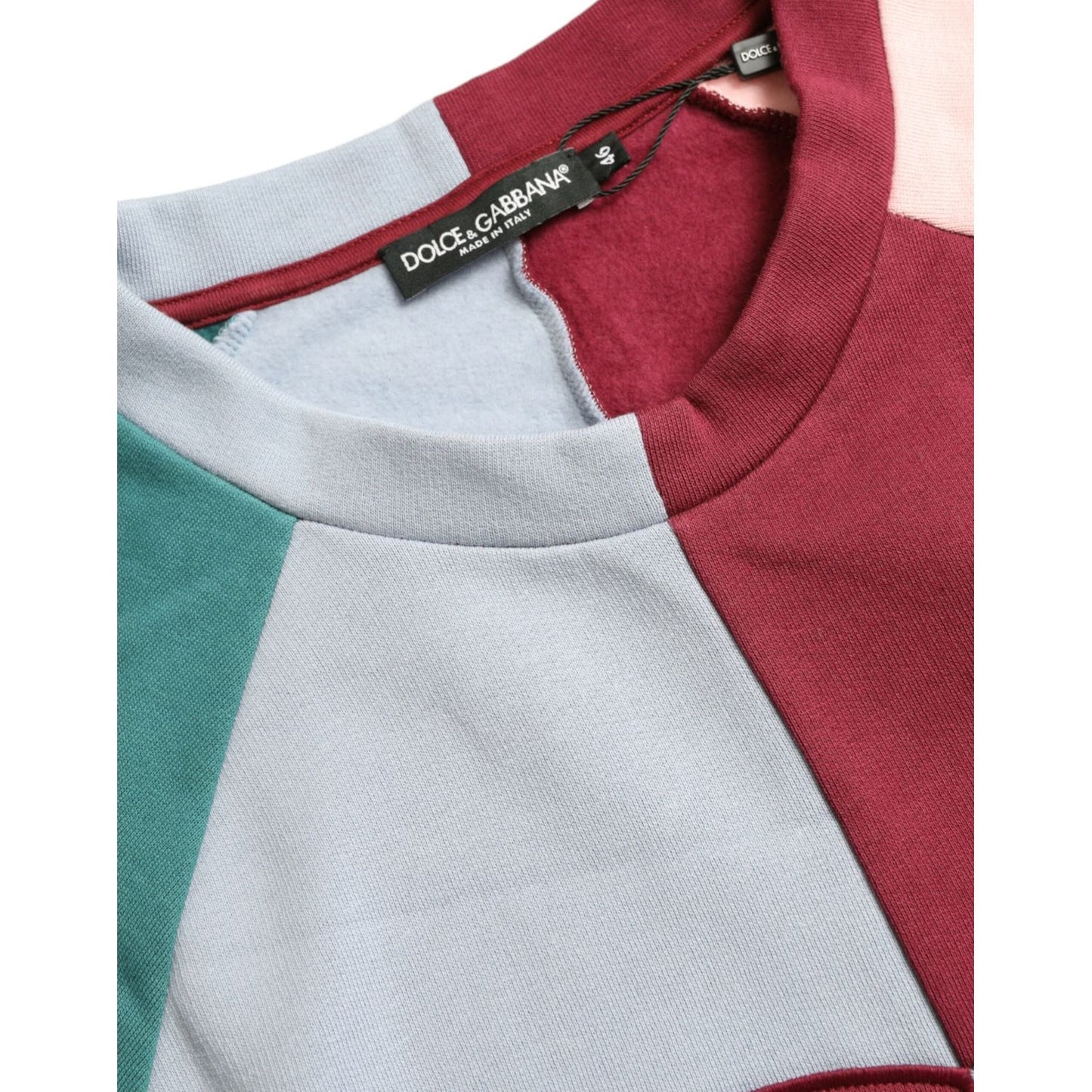Dolce & Gabbana Multicolor Cotton Crew Neck Sweater Dolce & Gabbana Light Gray